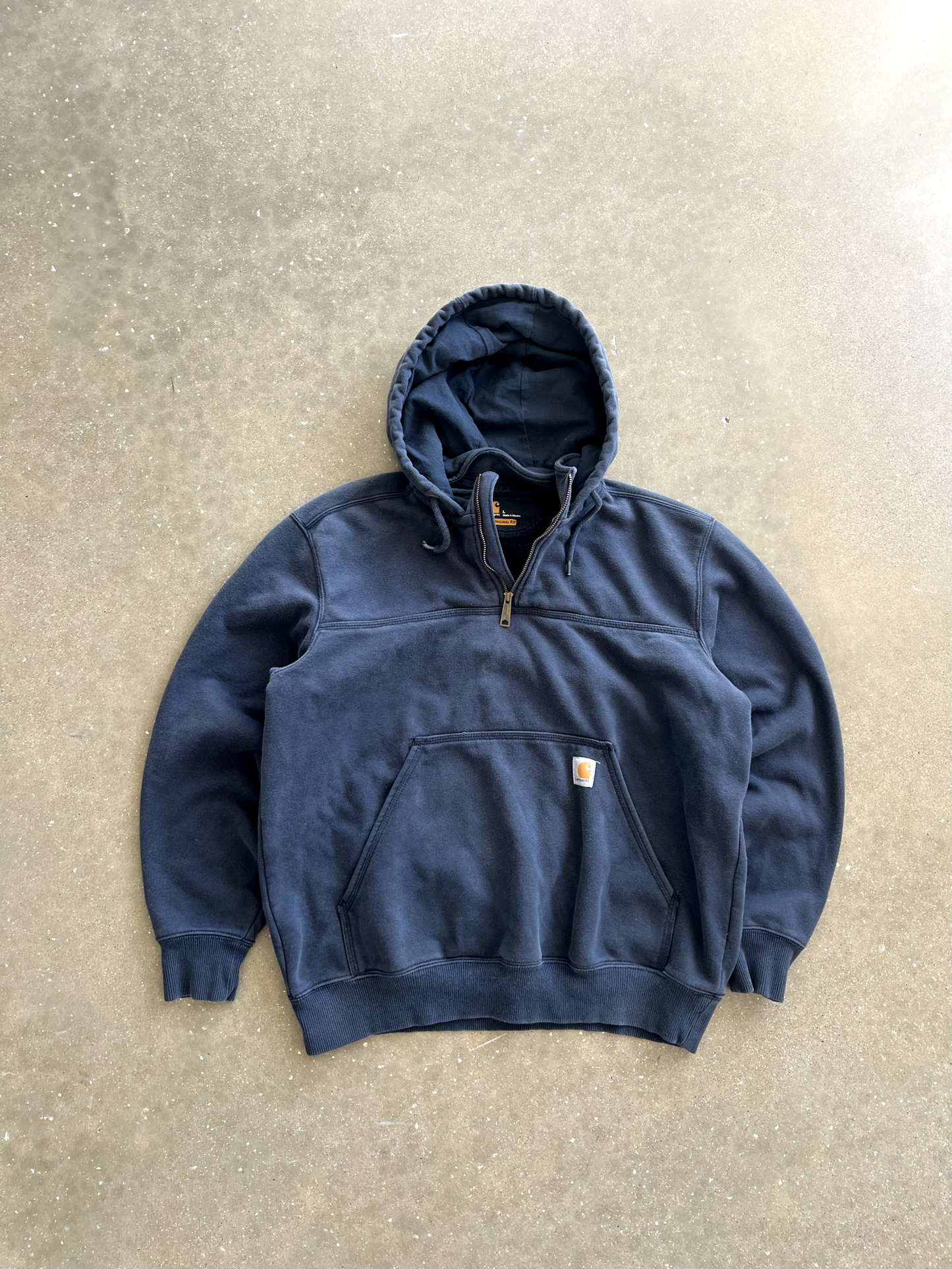 Vintage Black Carhartt Quarter Zip Hoodie - L