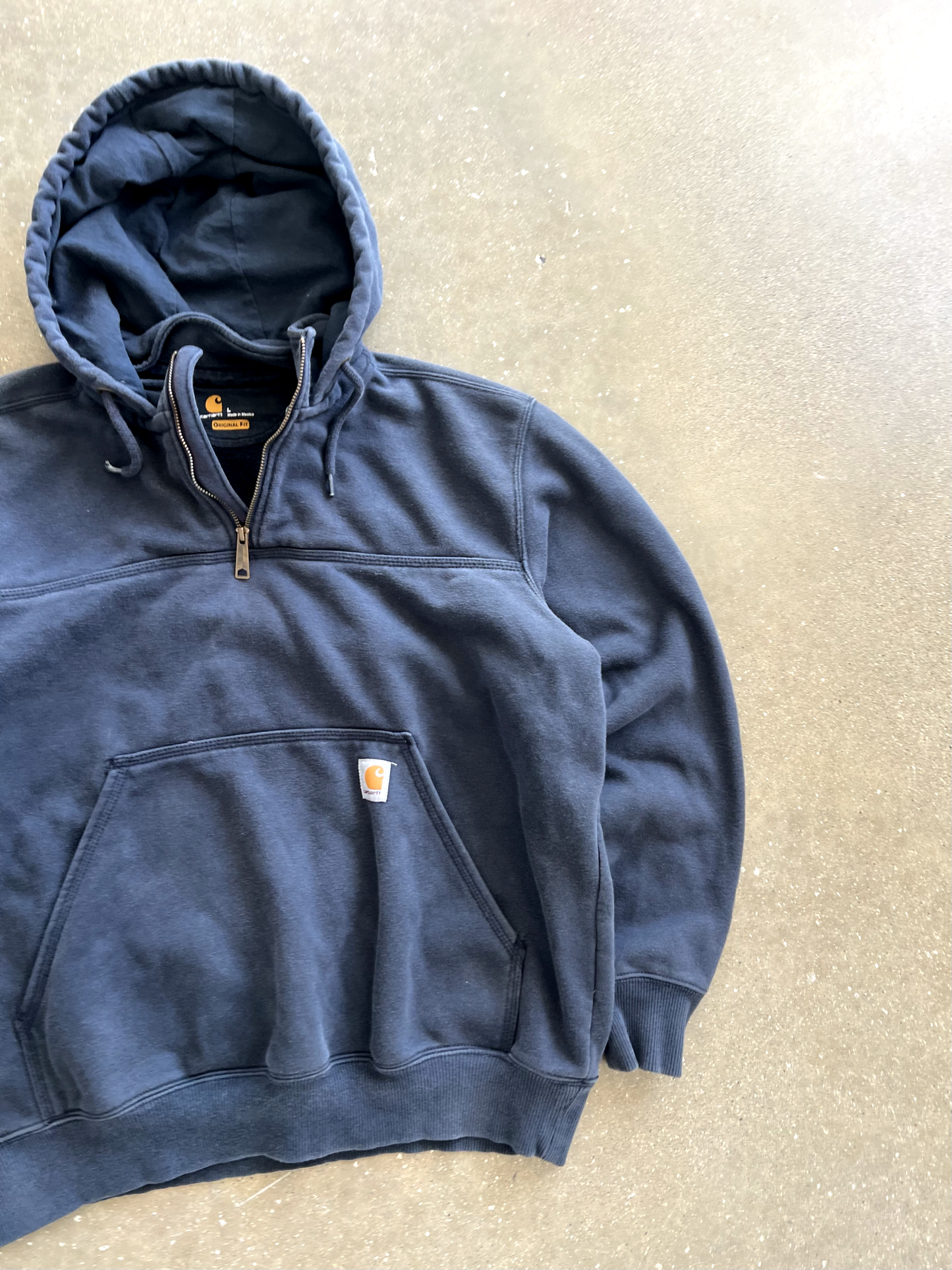 Vintage Black Carhartt Quarter Zip Hoodie - L