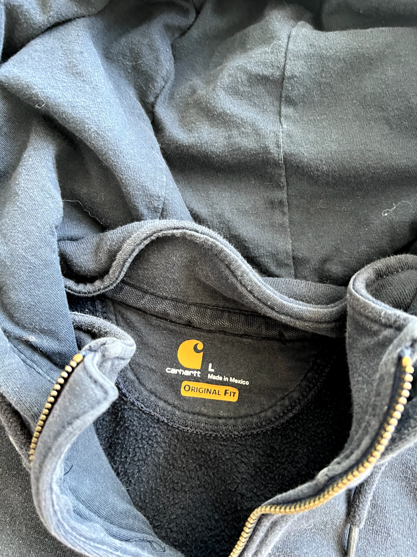 Vintage Black Carhartt Quarter Zip Hoodie - L