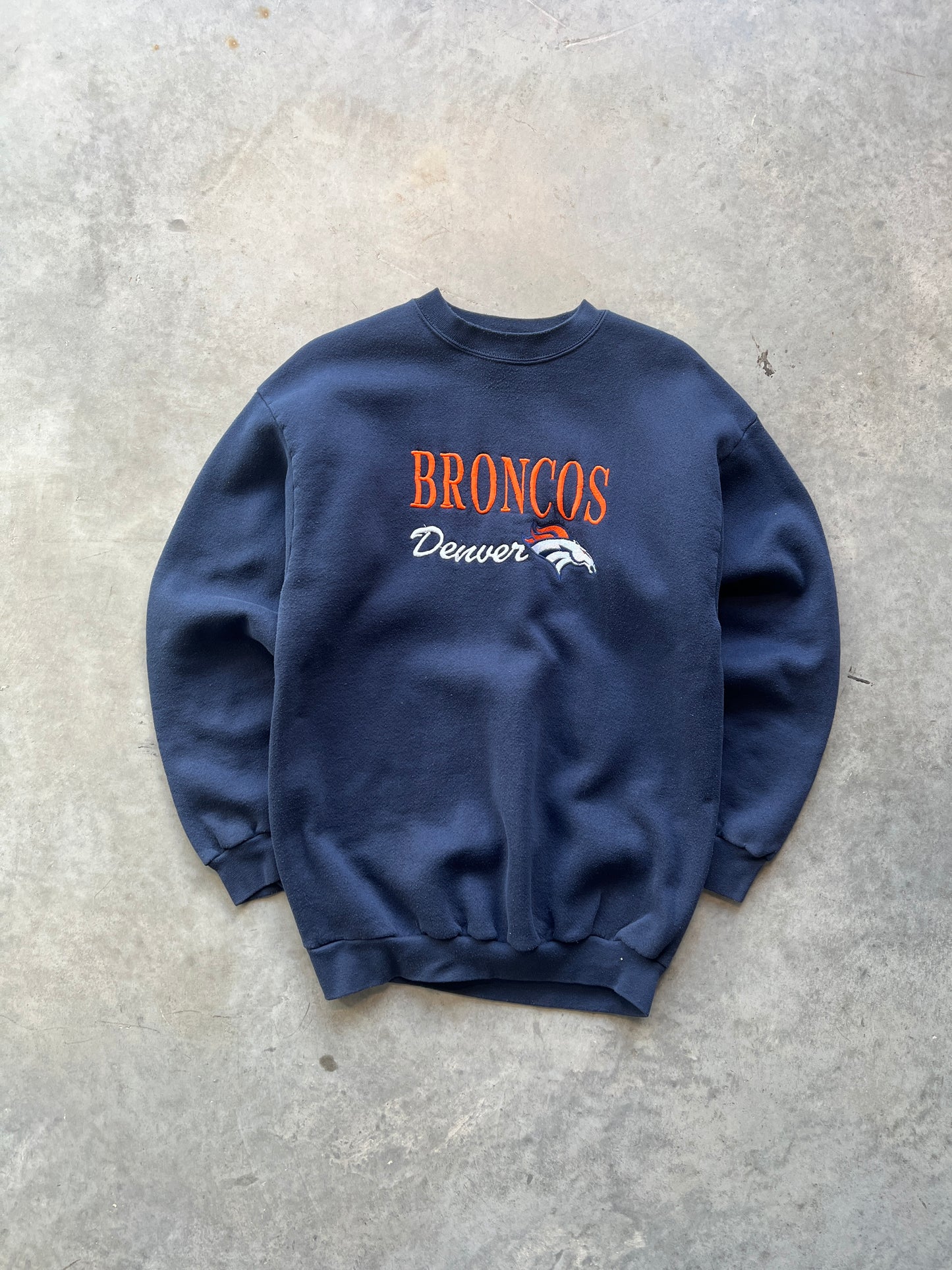 Vintage Navy Denver Broncos Spellout Crew - M