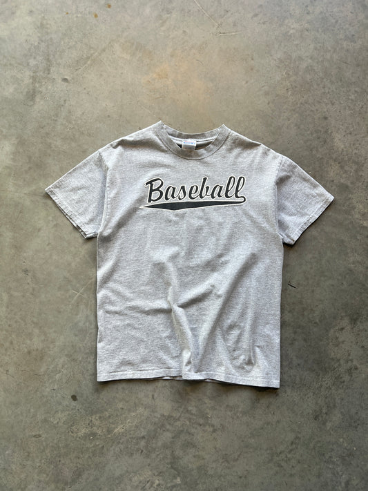 Vintage Grey Baseball Spellout Shirt - M