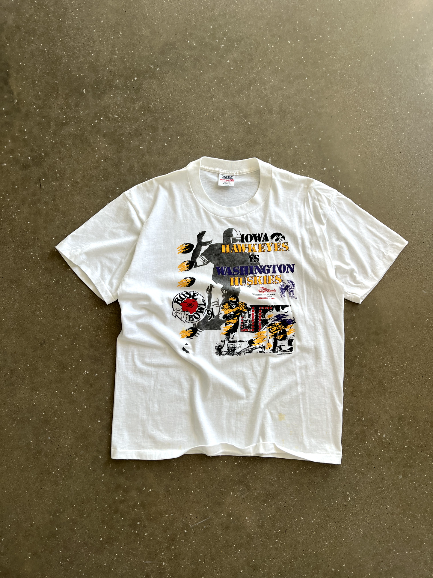 Vintage White Football Tee - XL