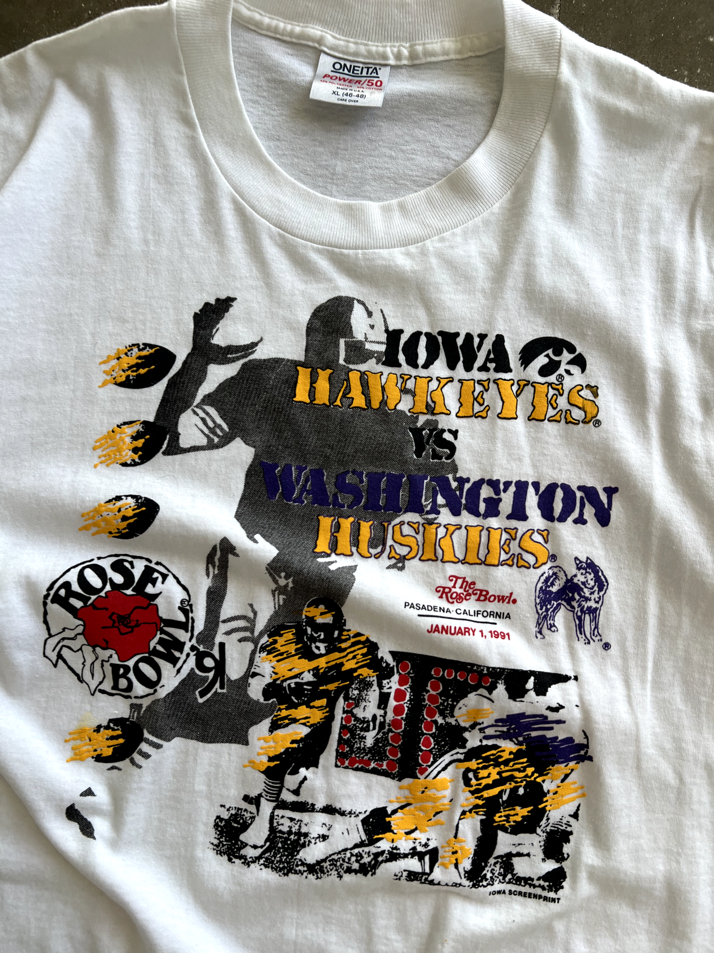 Vintage White Football Tee - XL