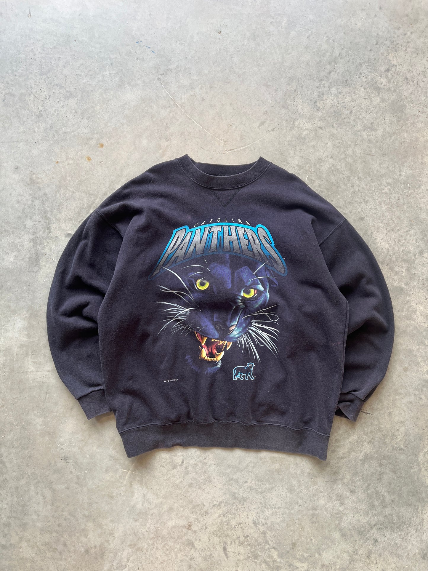 Vintage 90s Black Carolina Panthers Crew - XXL