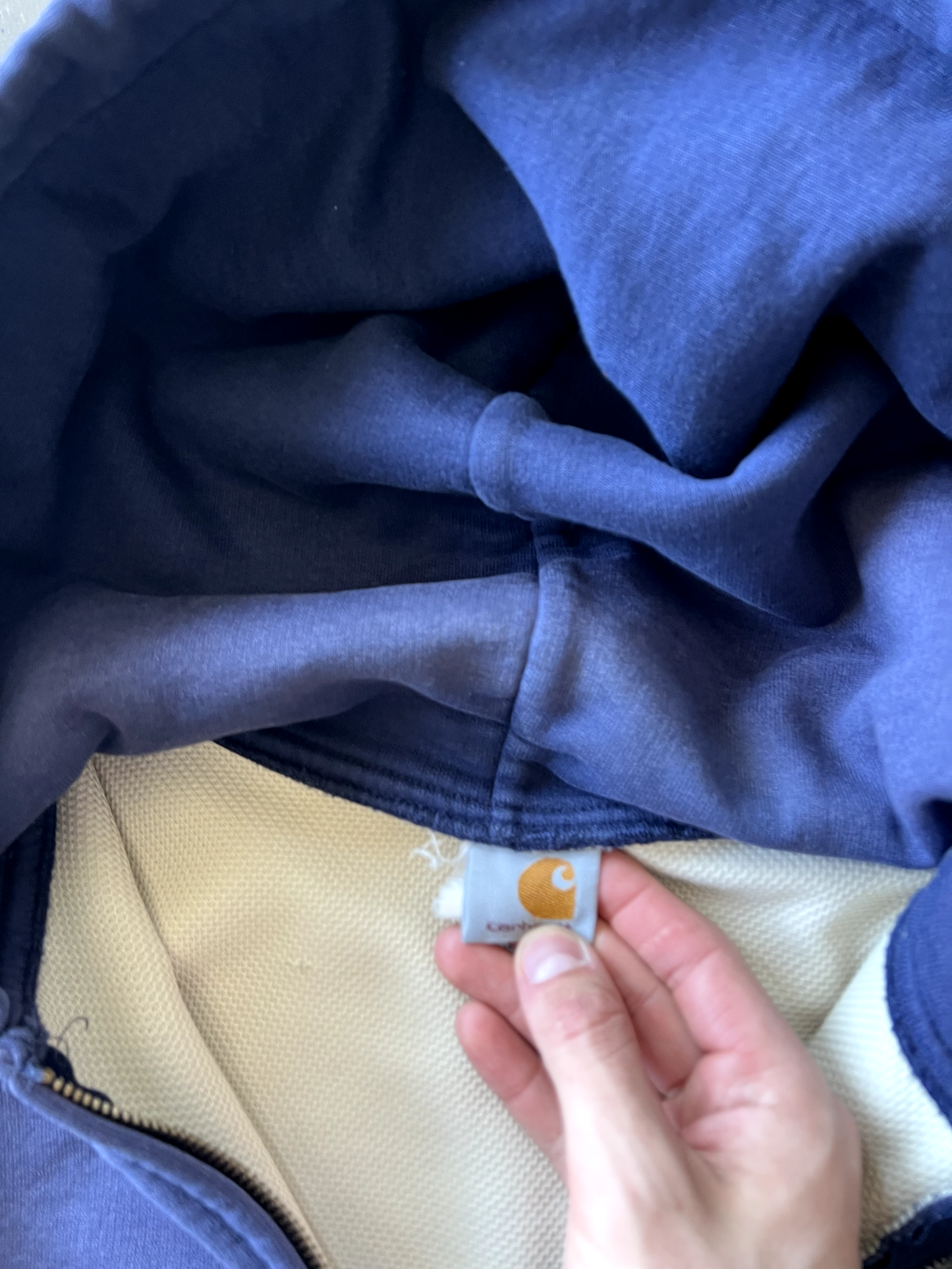 Vintage Navy Blue Carhartt Zip Up Thermal - M