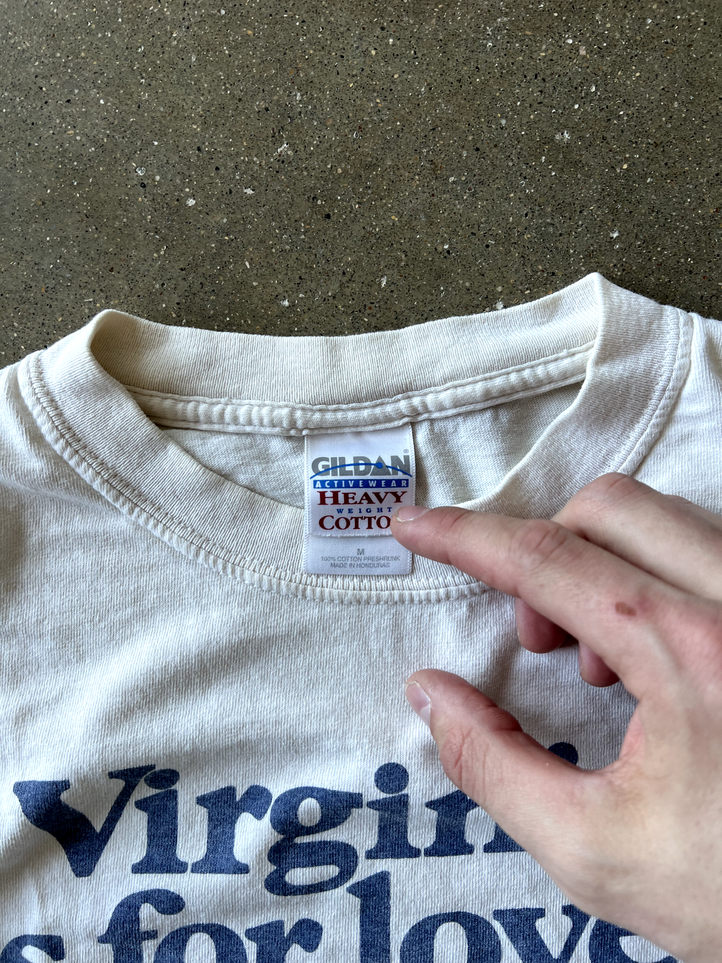 Vintage White Virginia Spellout Tee - M