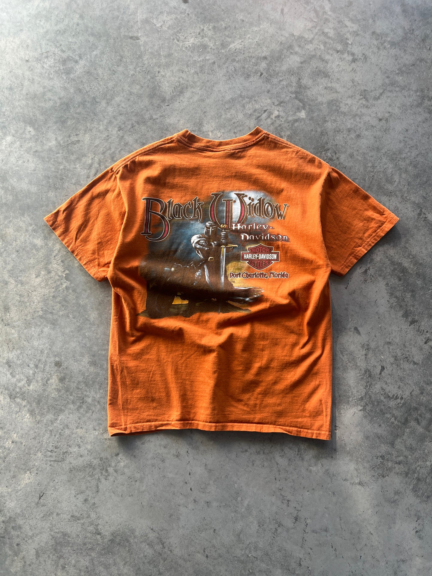 Vintage Orange Harley Davidson Shirt - M