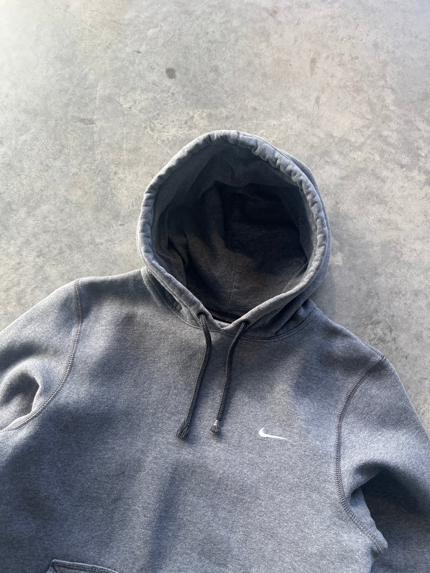 Vintage Grey Nike Swoosh Hoodie - S