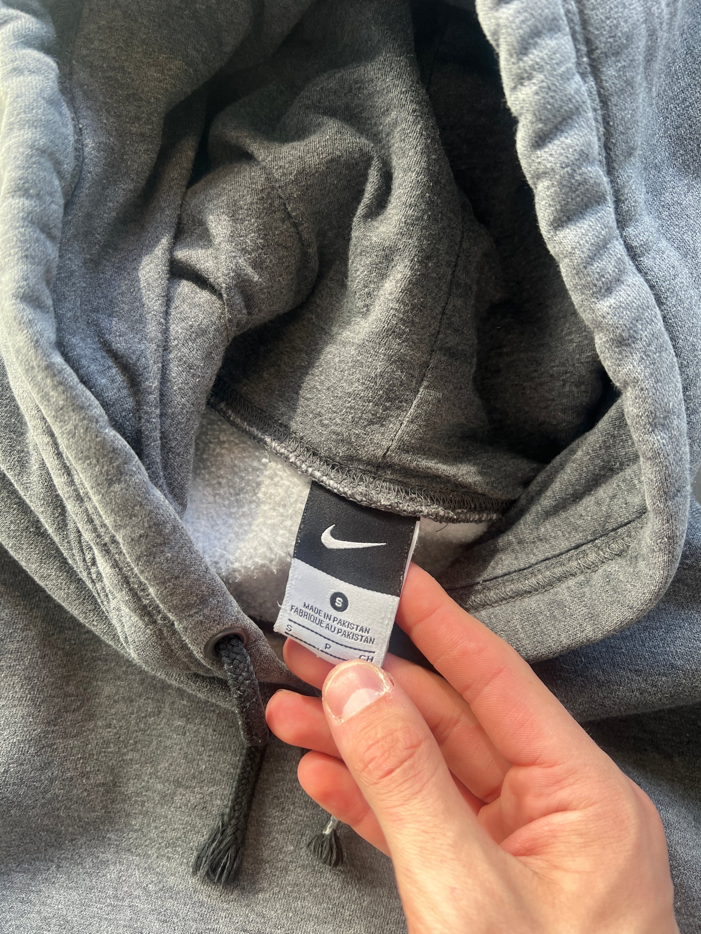 Vintage Grey Nike Swoosh Hoodie - S