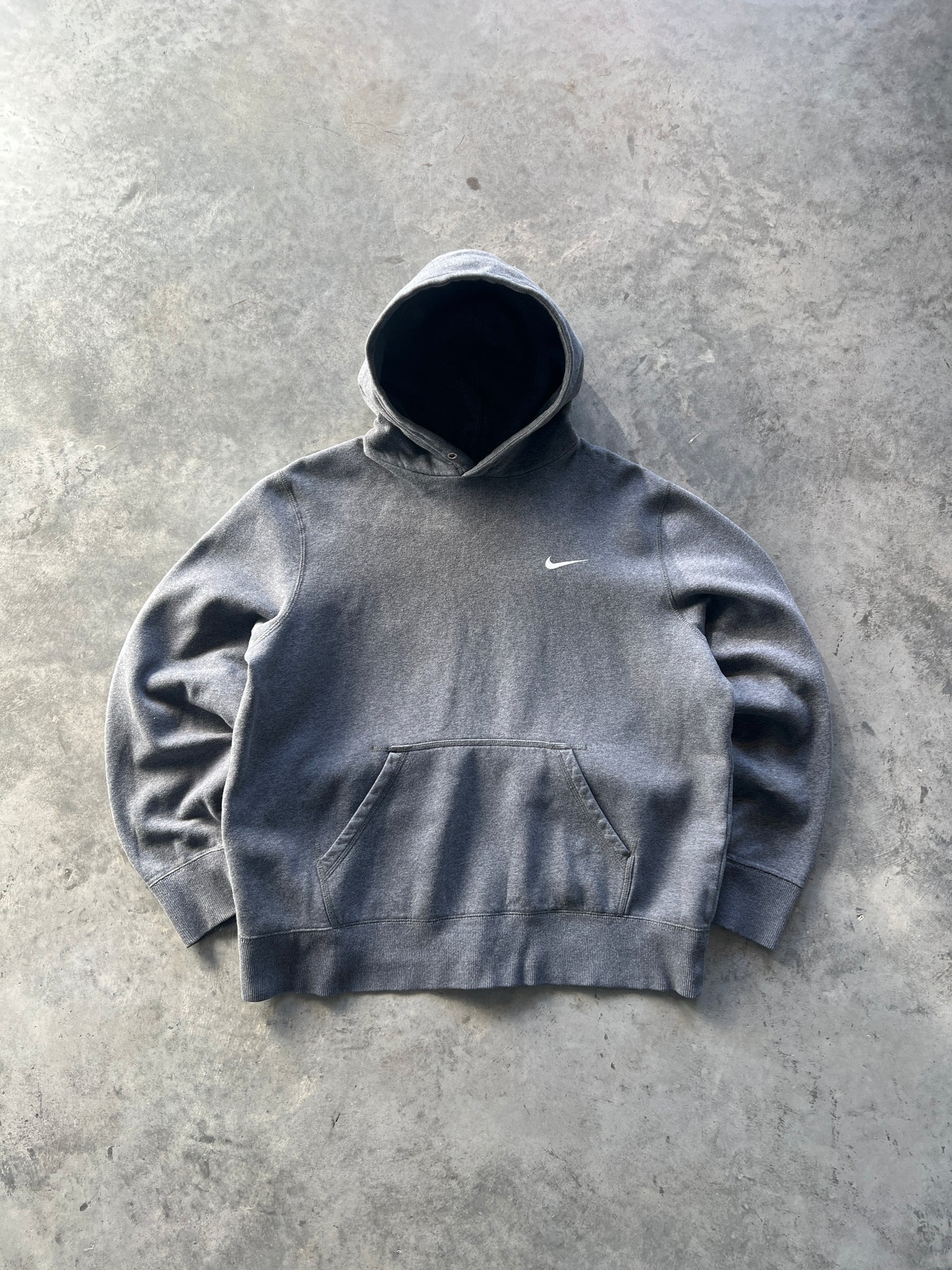 Vintage Grey Nike Swoosh Hoodie - XL