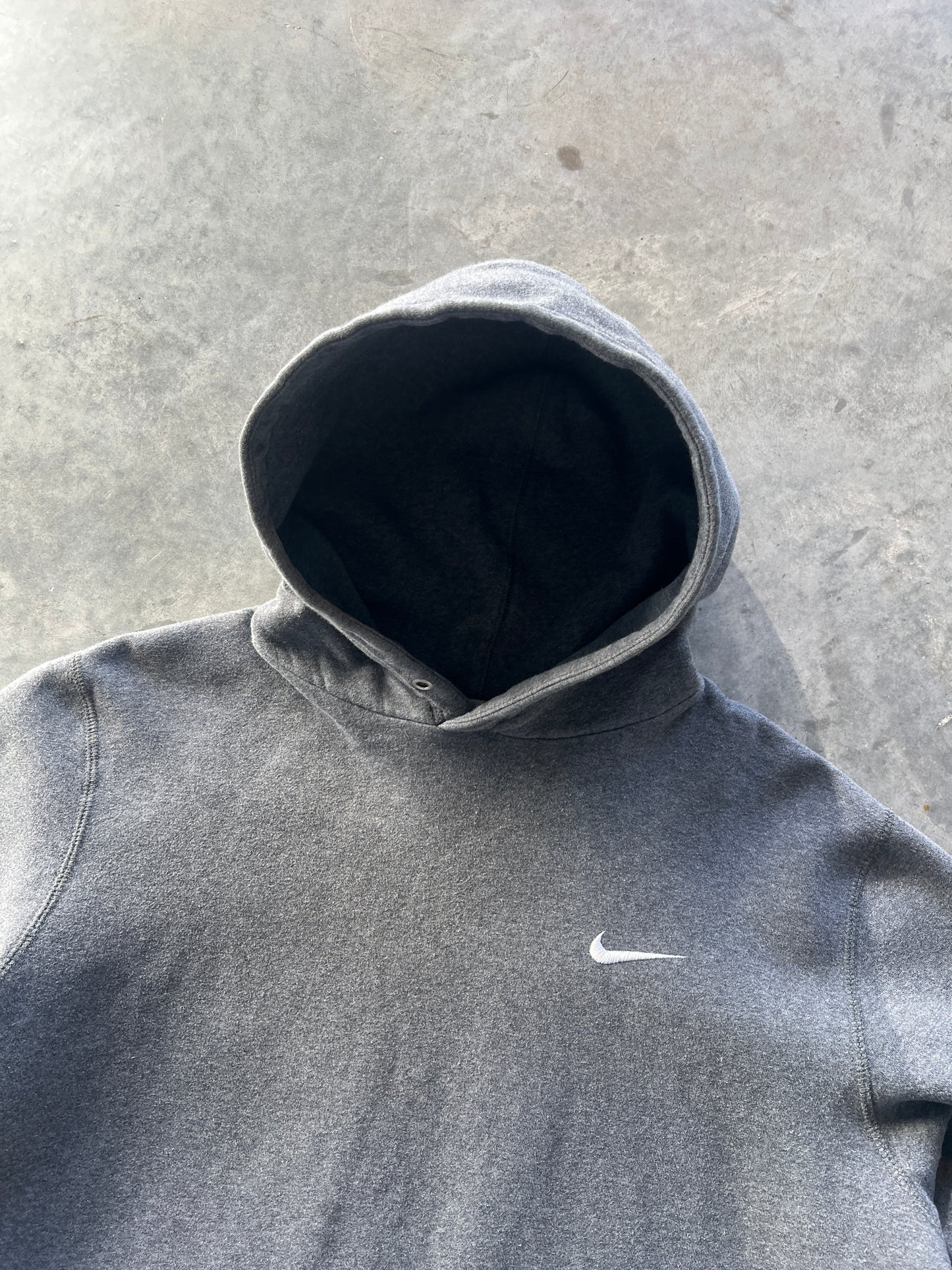 Vintage Grey Nike Swoosh Hoodie - XL