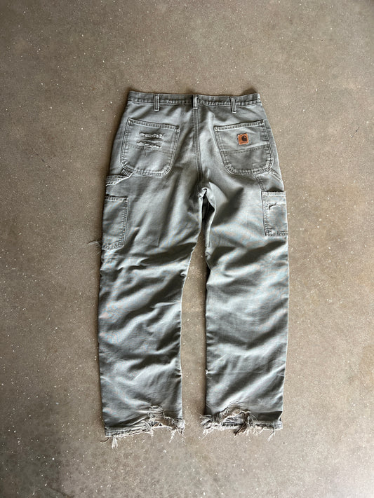 Vintage Faded Distressed Green Carhartt Pants - 34x34