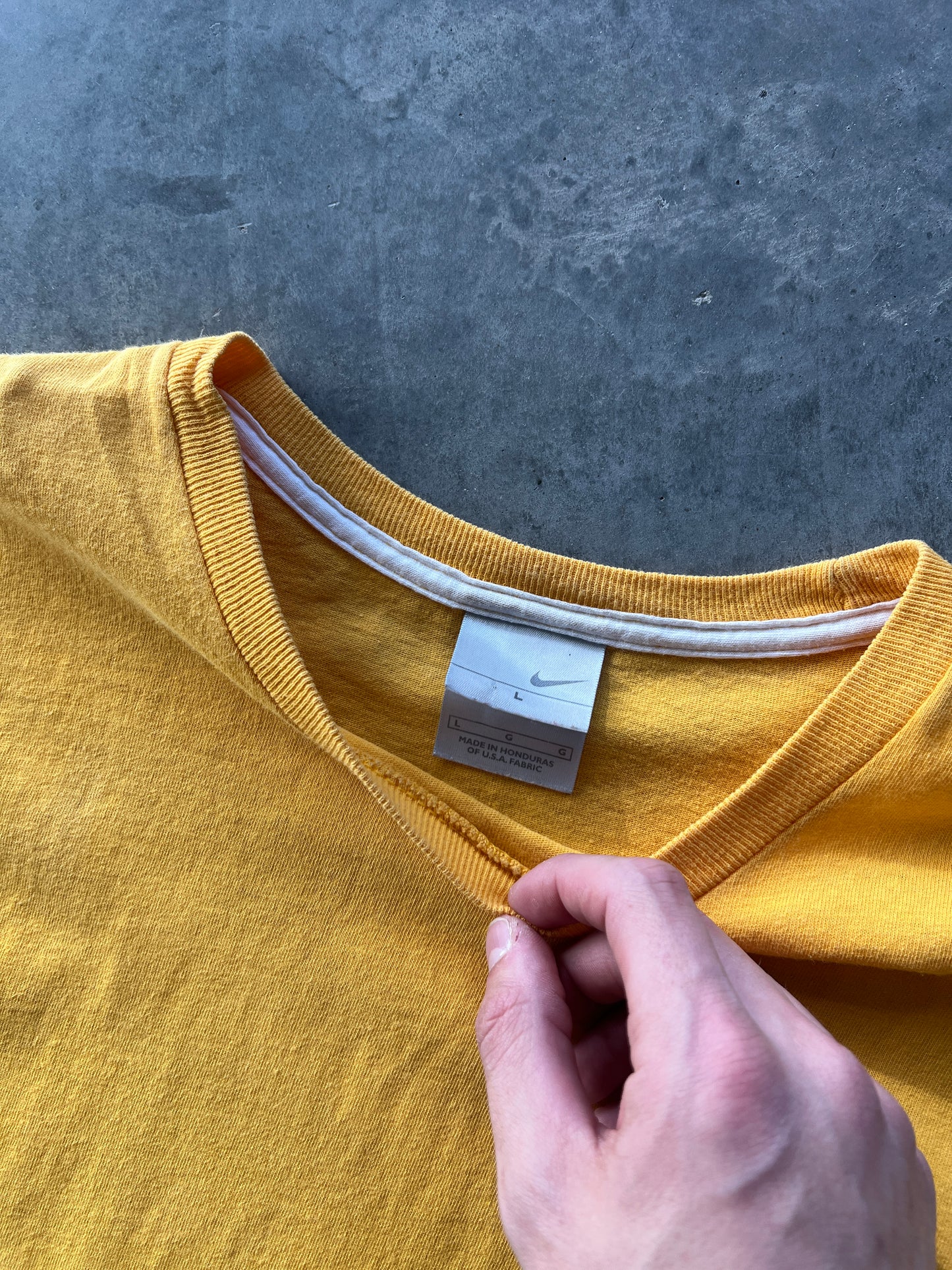 Vintage Yellow Nike Swoosh Shirt - L