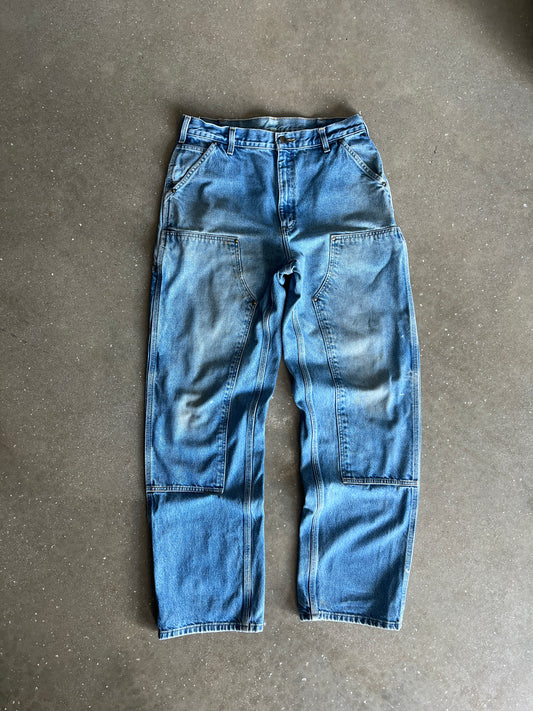 Vintage Faded Blue Carhartt Double Knees - 34x34