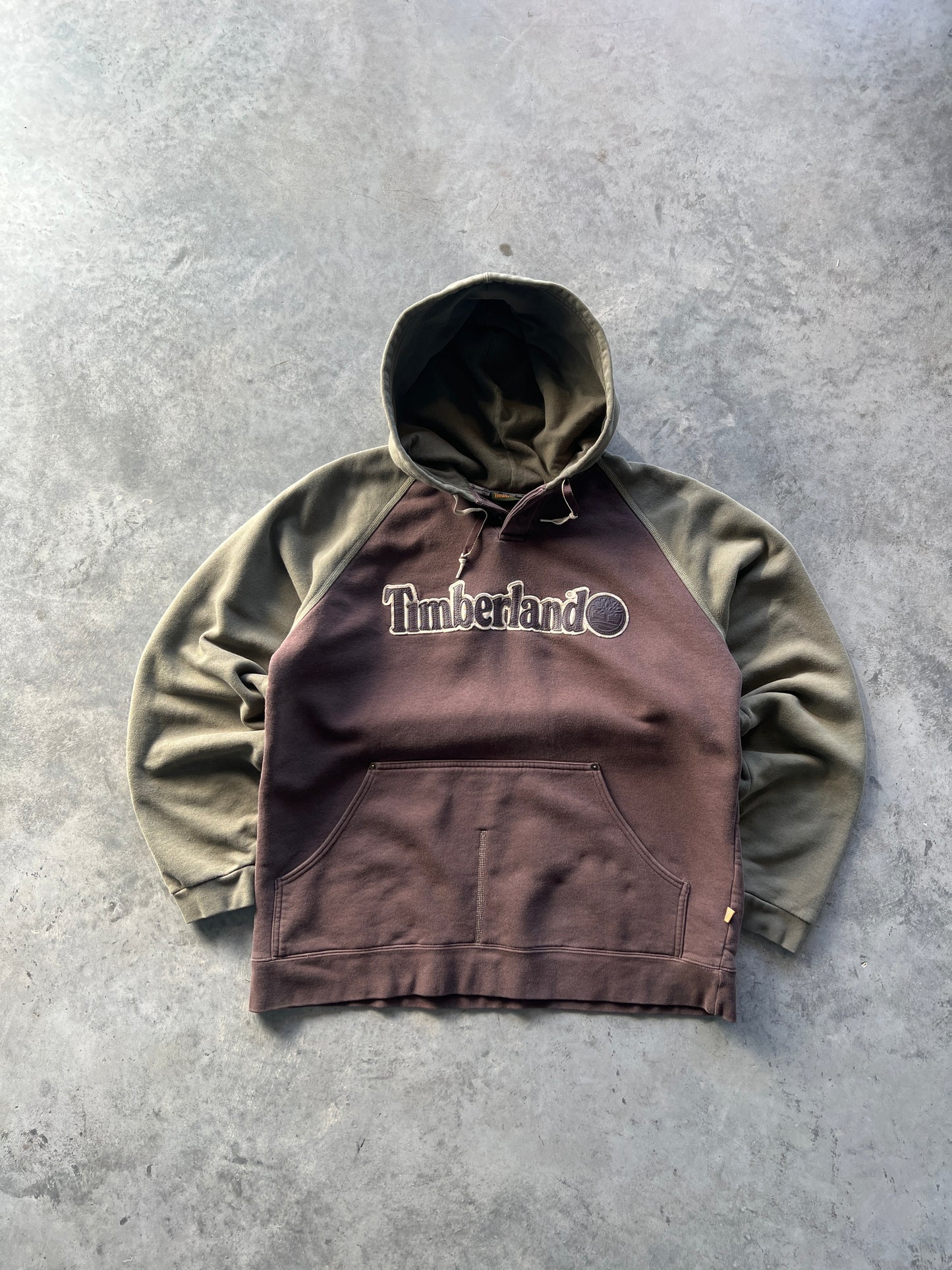 Vintage Brown Timberland Spellout Hoodie - XL