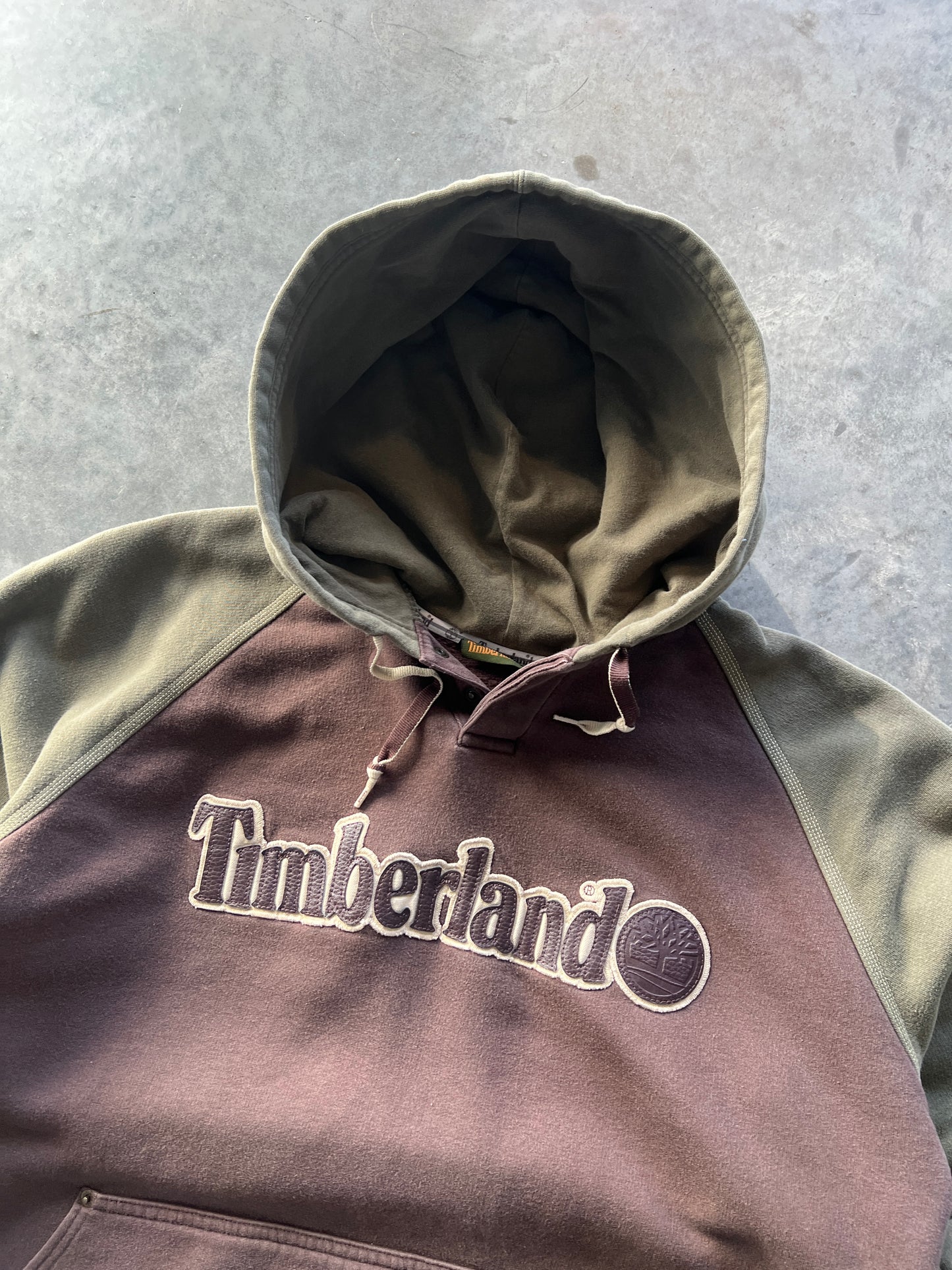 Vintage Brown Timberland Spellout Hoodie - XL