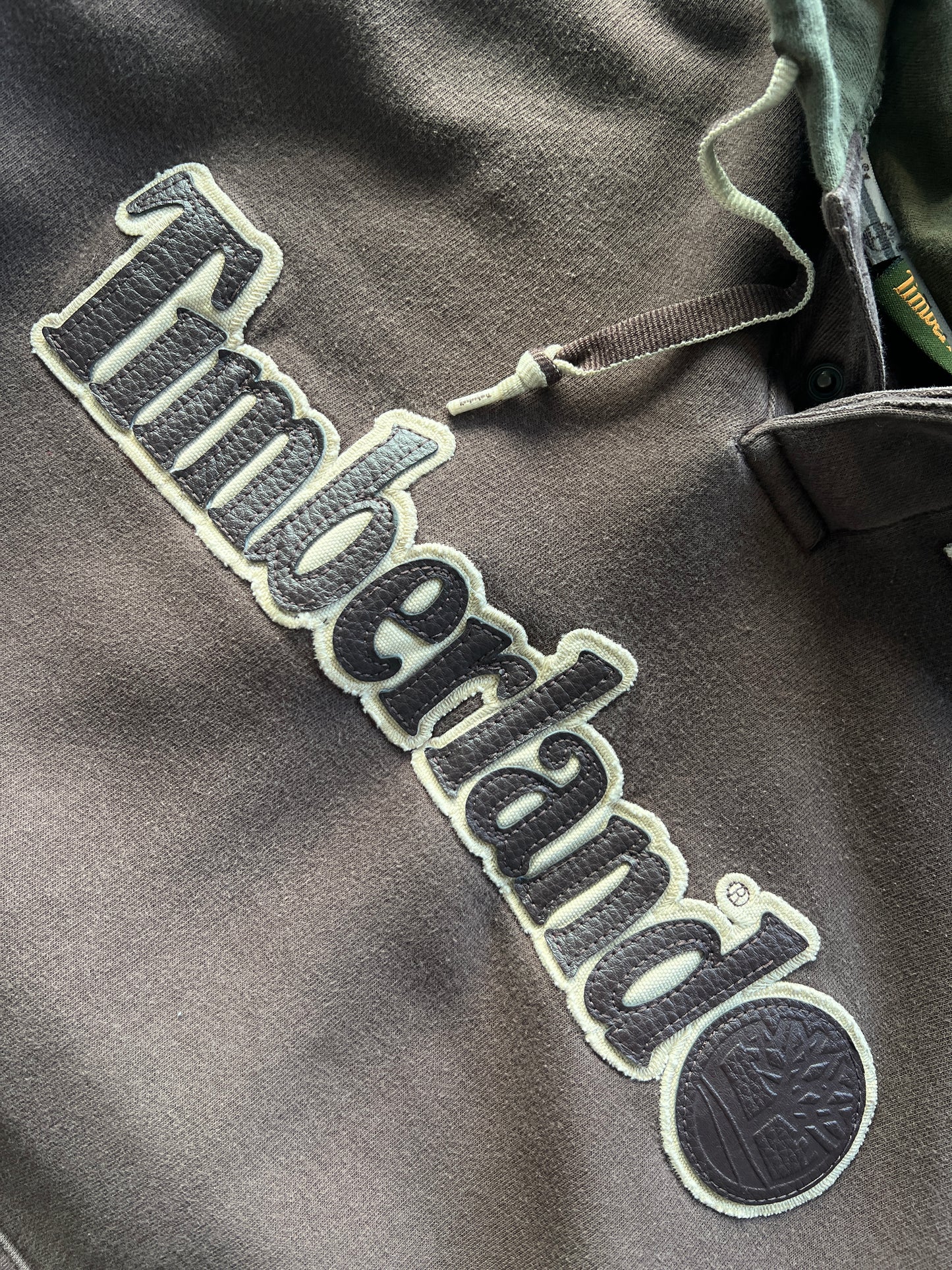 Vintage Brown Timberland Spellout Hoodie - XL