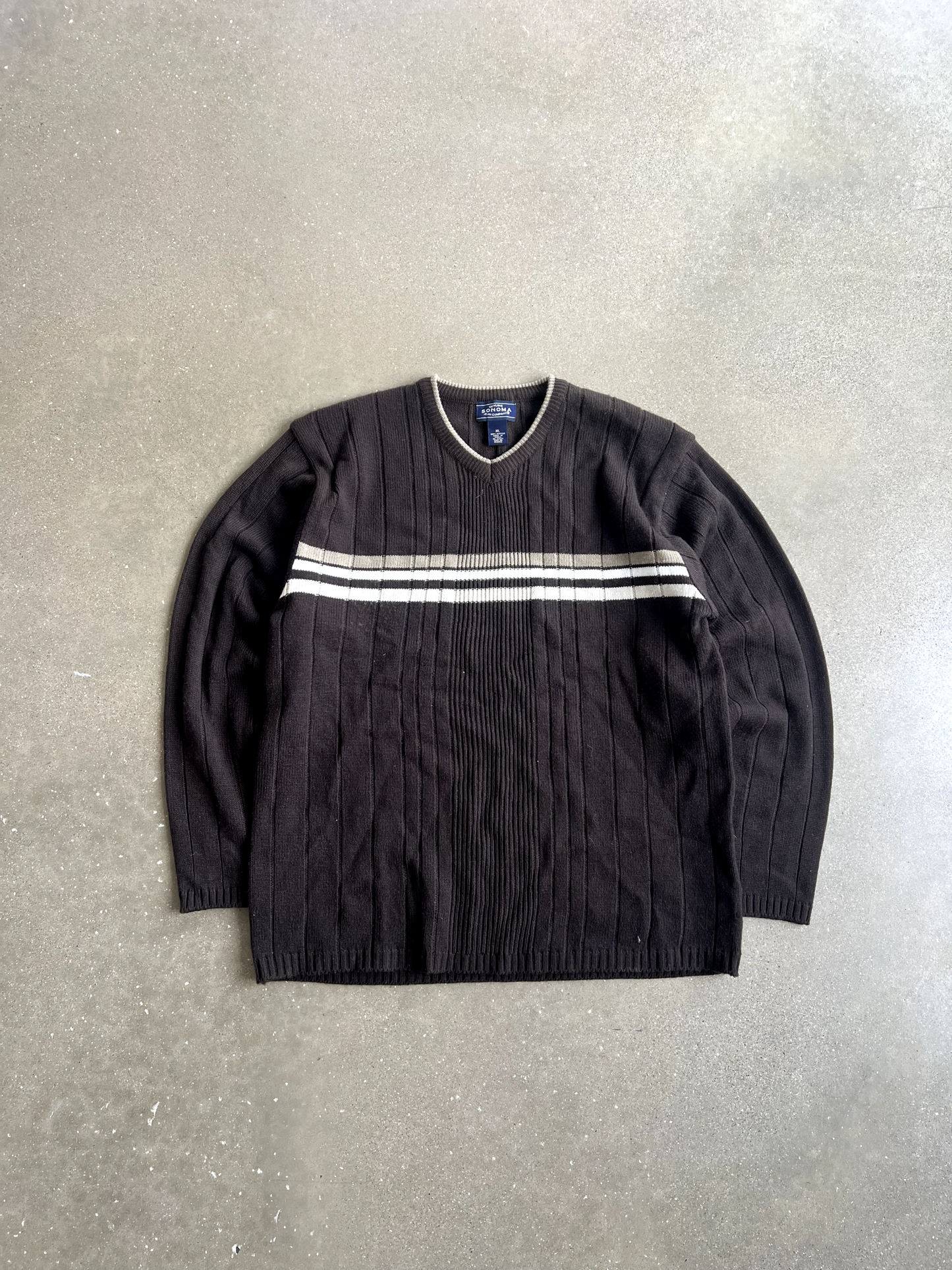 Vintage Brown Striped Sweater - XL