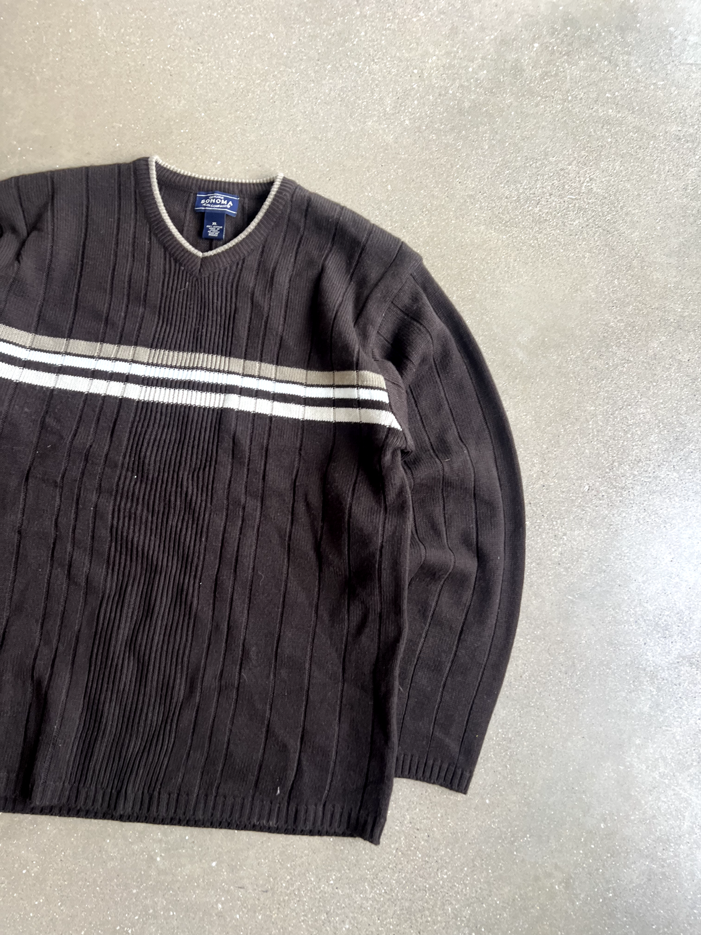 Vintage Brown Striped Sweater - XL