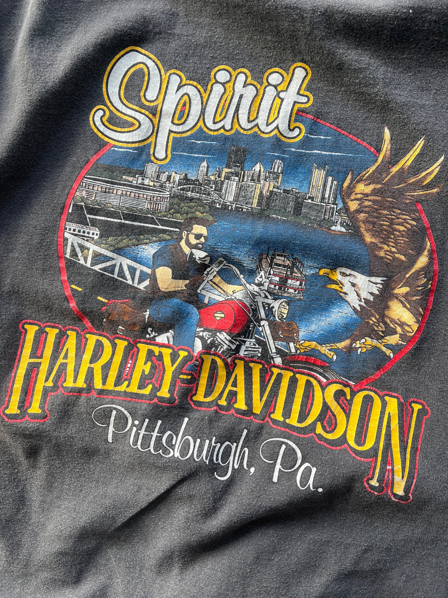 Vintage Faded Black Harley Davidson Shirt - XXL