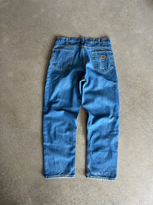 Vintage Faded Blue Denim Carhartt Pants - 36x32