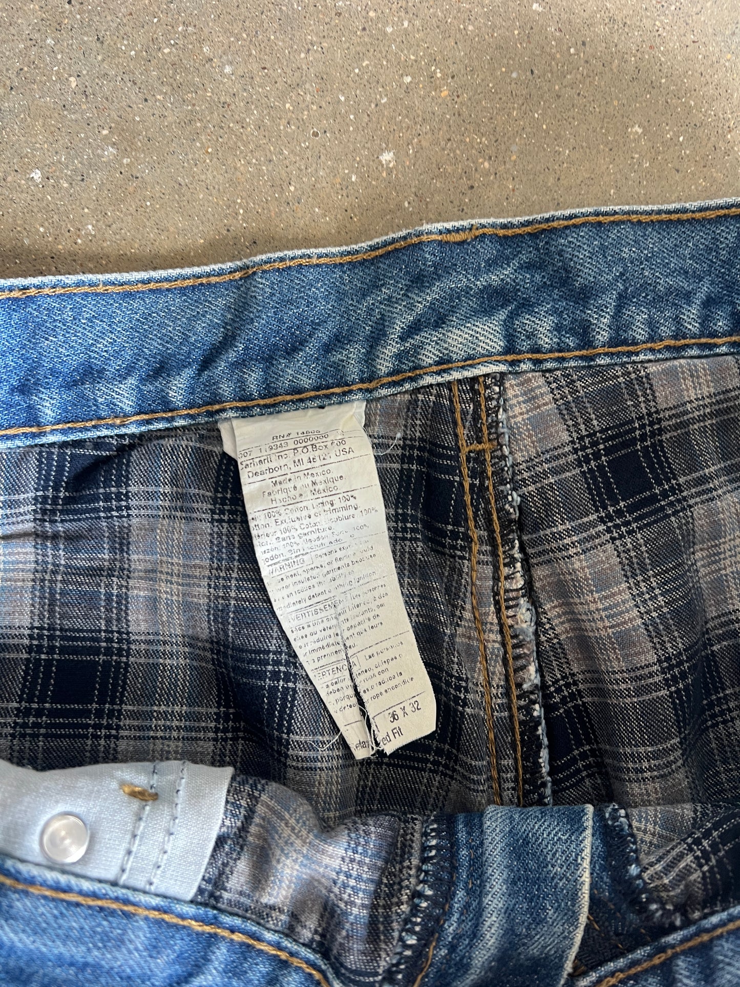 Vintage Faded Blue Denim Carhartt Pants - 36x32