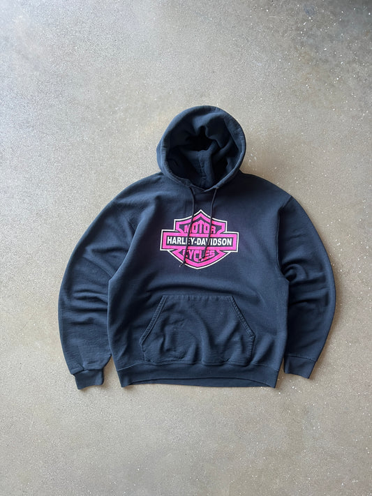 Vintage Black Harley Davidson Hoodie - L