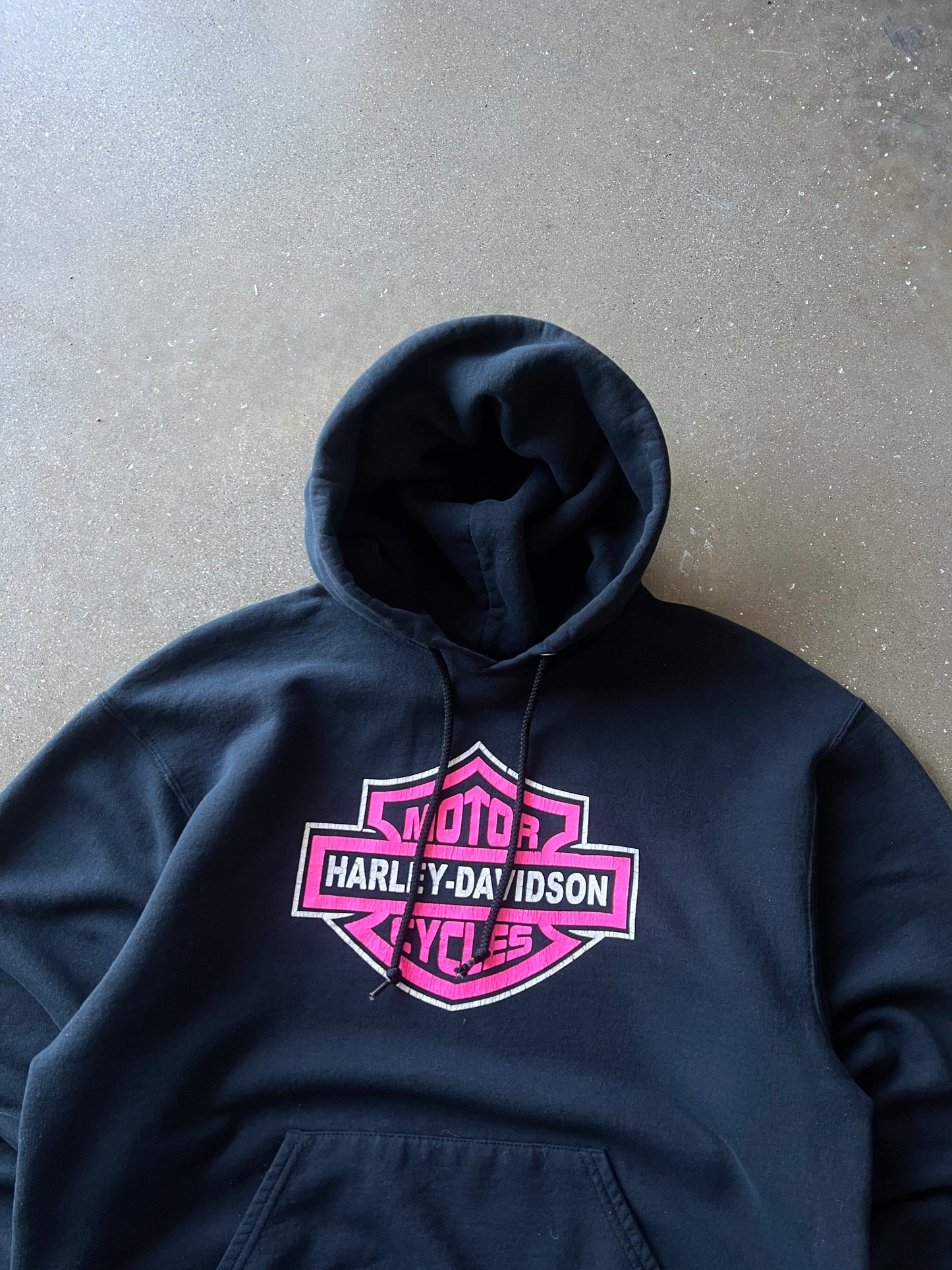 Vintage Black Harley Davidson Hoodie - L