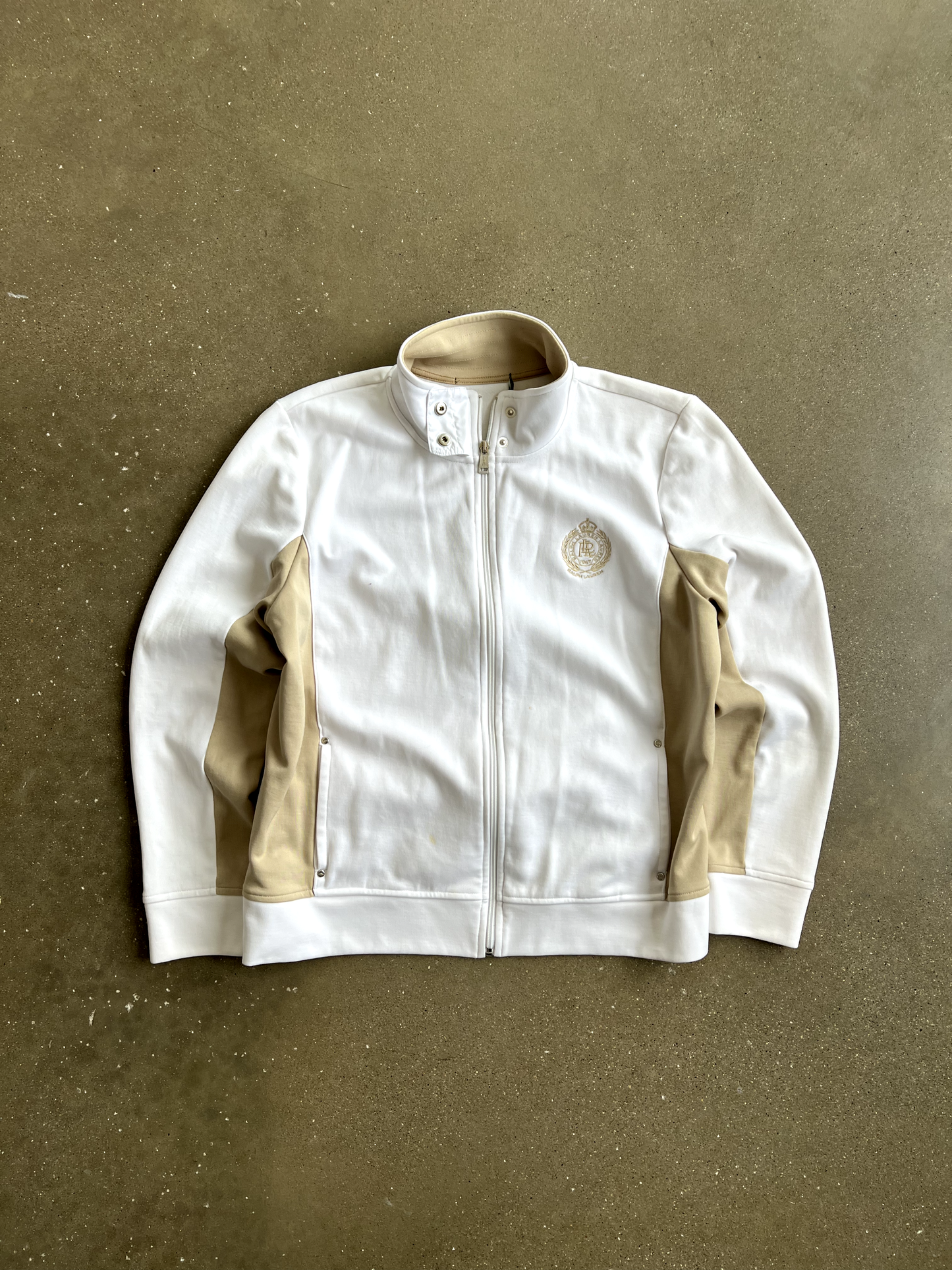 Vintage White Polo Zip Up - L