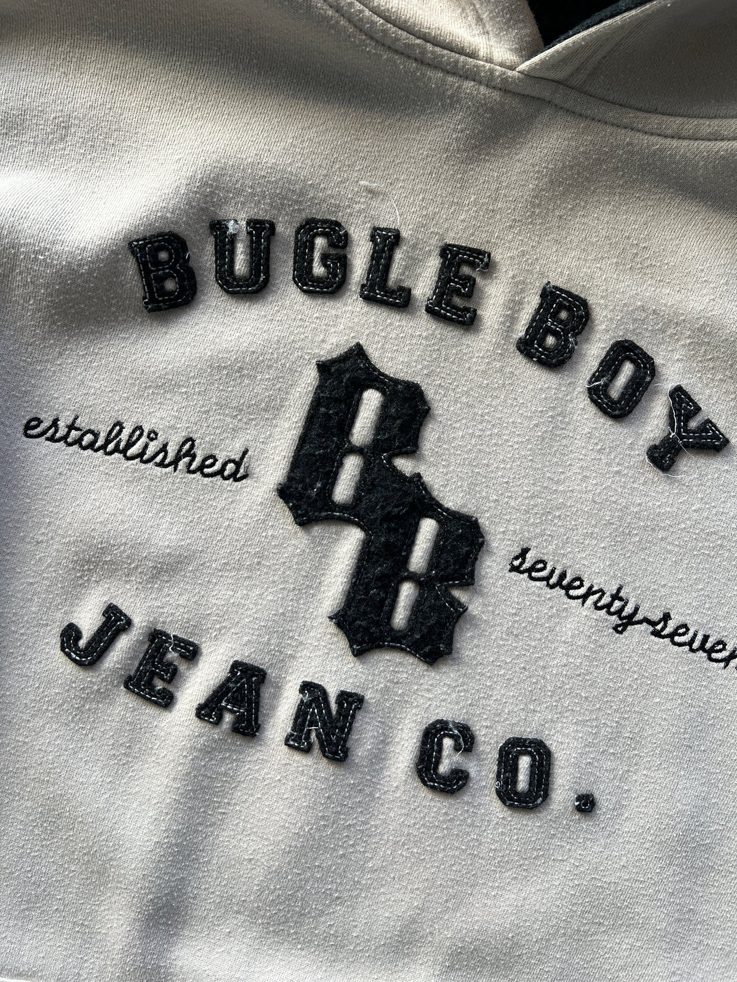 Vintage Tan Bugle Boy Spellout Hoodie - XL