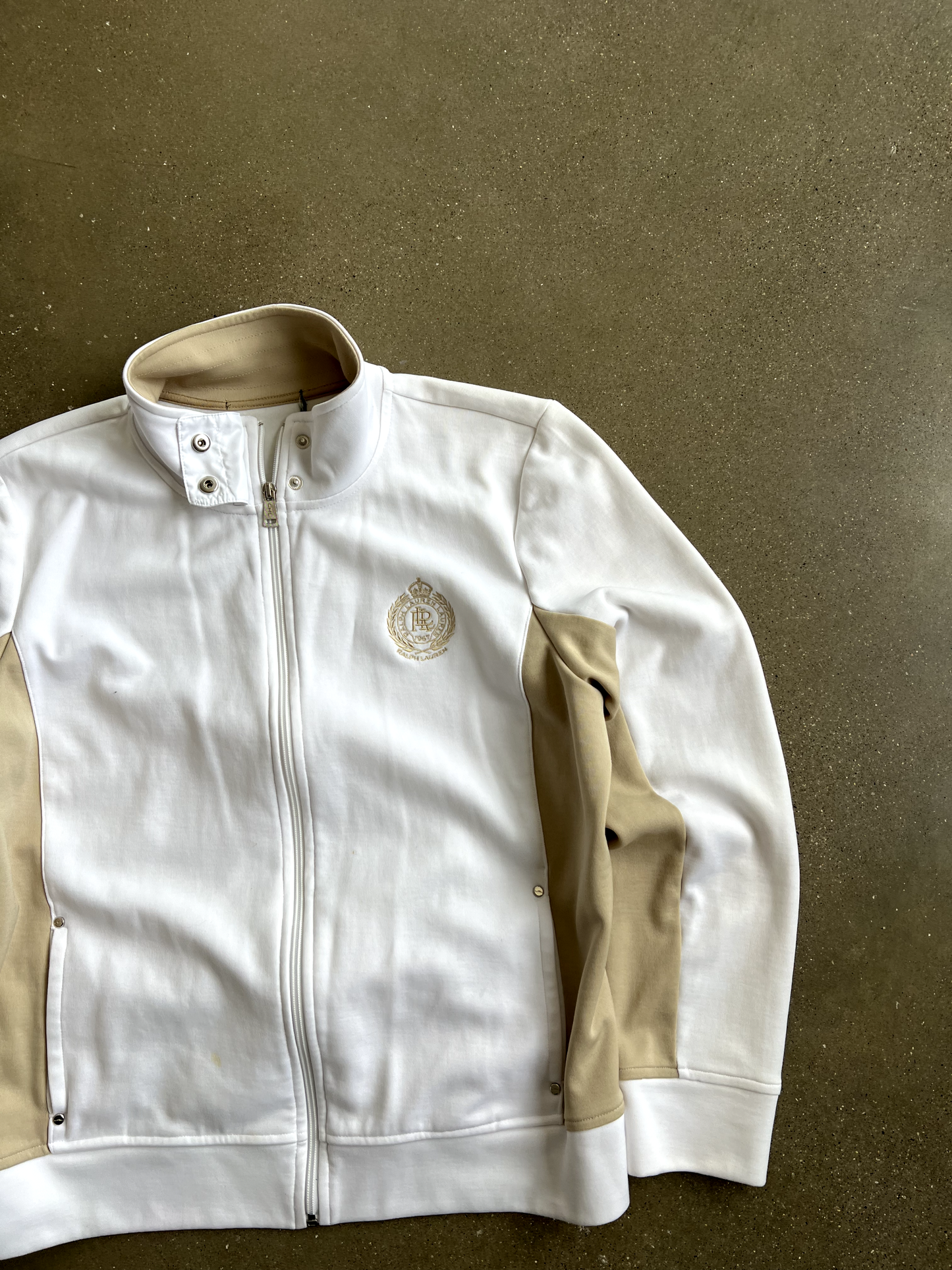Vintage White Polo Zip Up - L