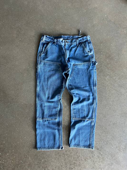Vintage Denim Blue Carhartt Double Knee Pants  - 38x32