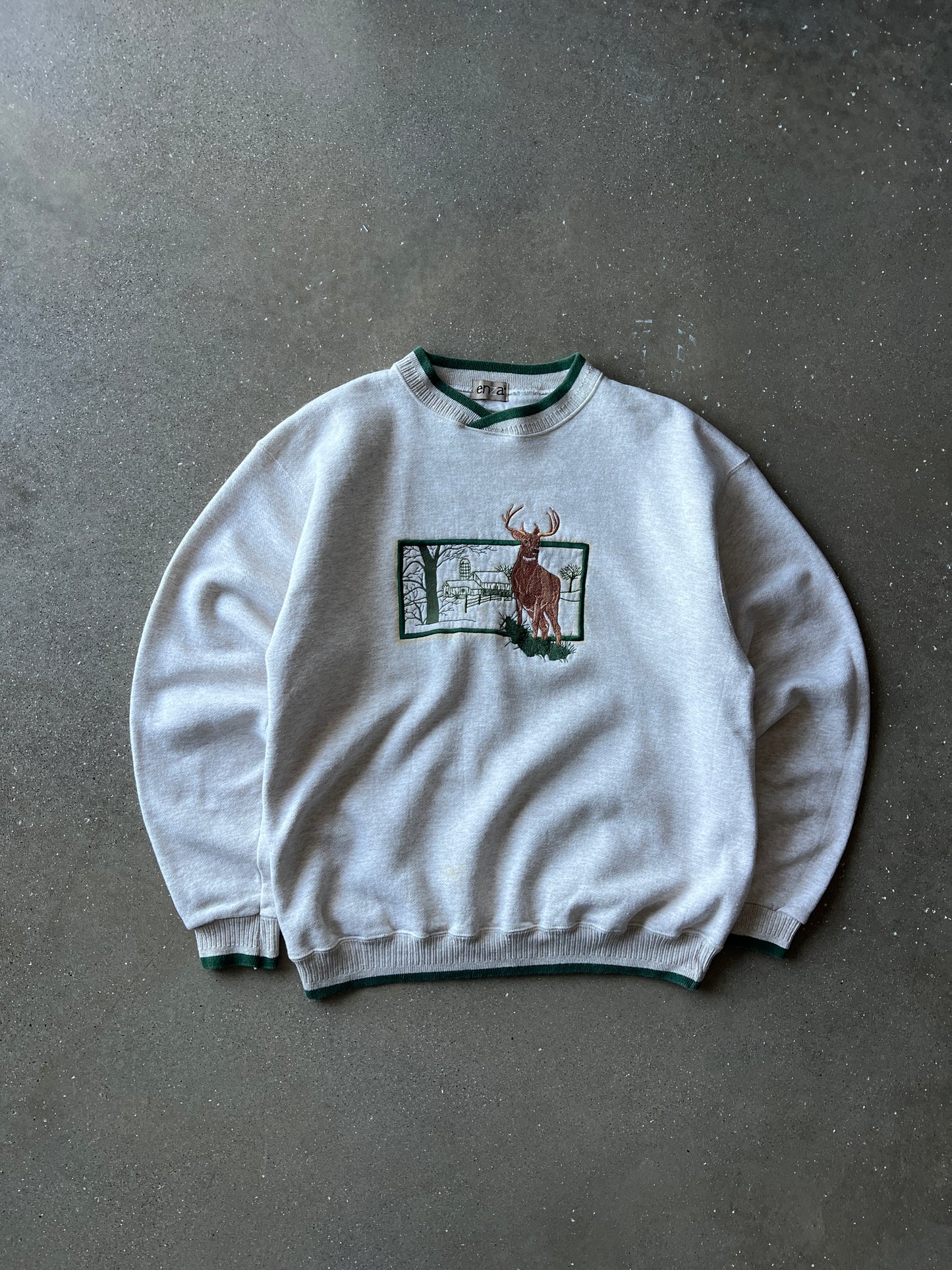 Vintage Embroidered Rustic Crew Neck Sweater -