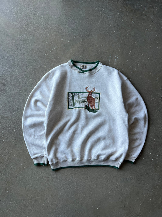 Vintage Embroidered Rustic Crew Neck Sweater -