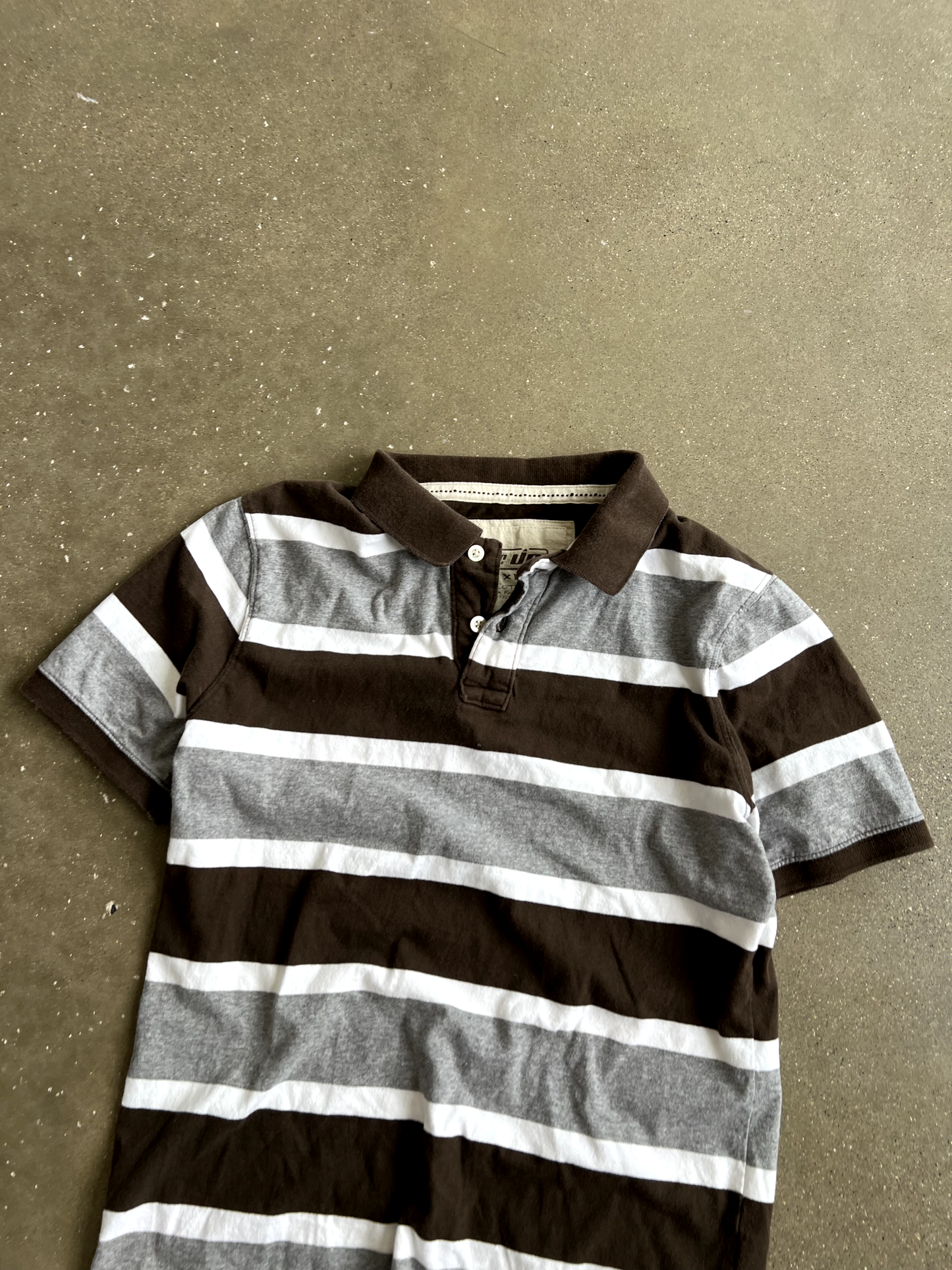 Vintage Striped Quarter Polo - XL