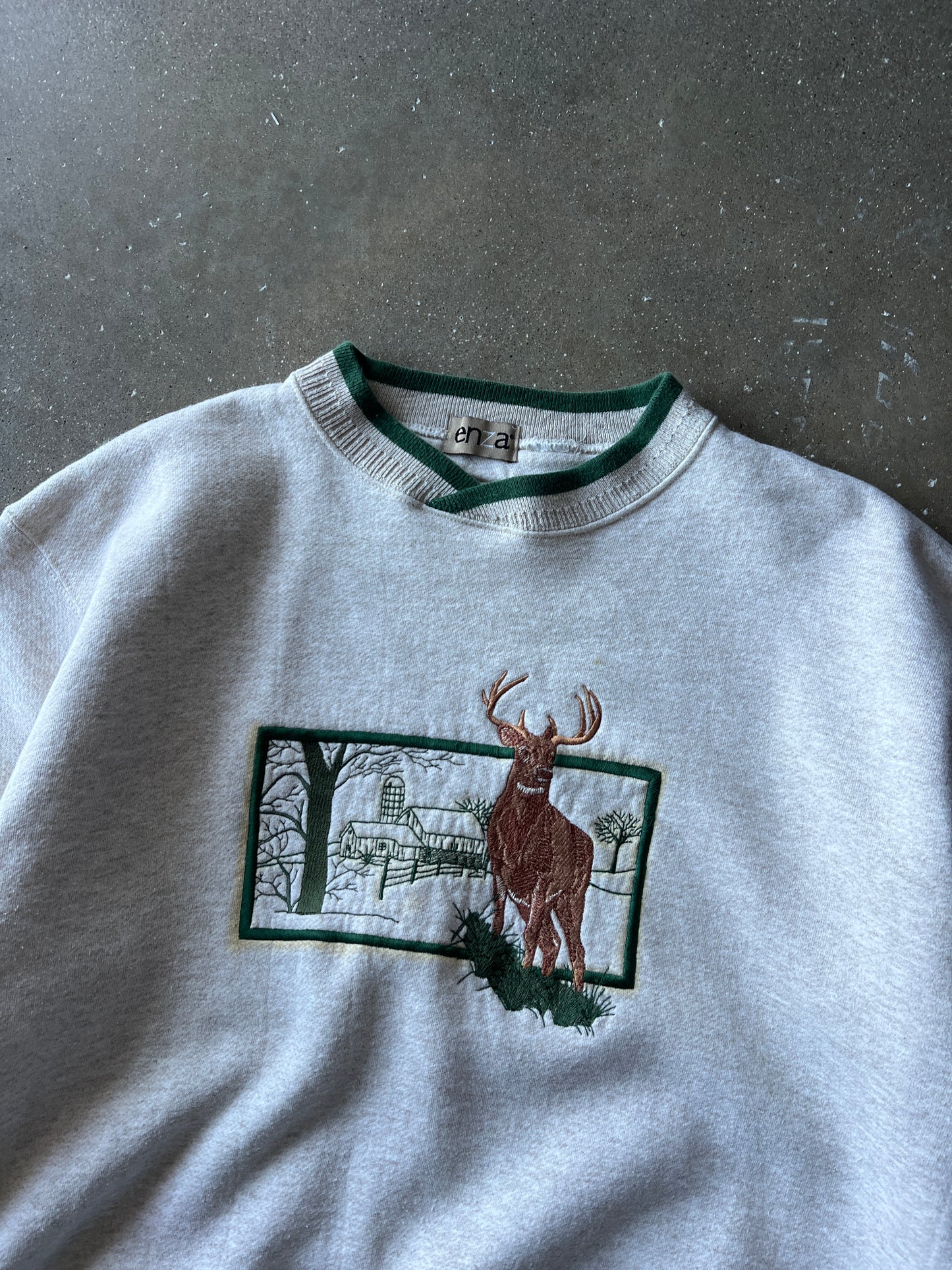 Vintage Embroidered Rustic Crew Neck Sweater -