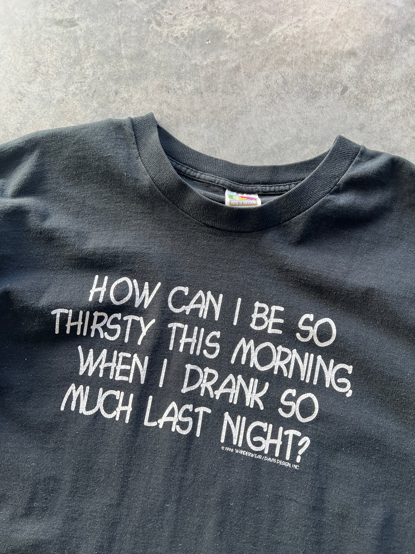 Vintage Black Drinking Spellout Shirt - M