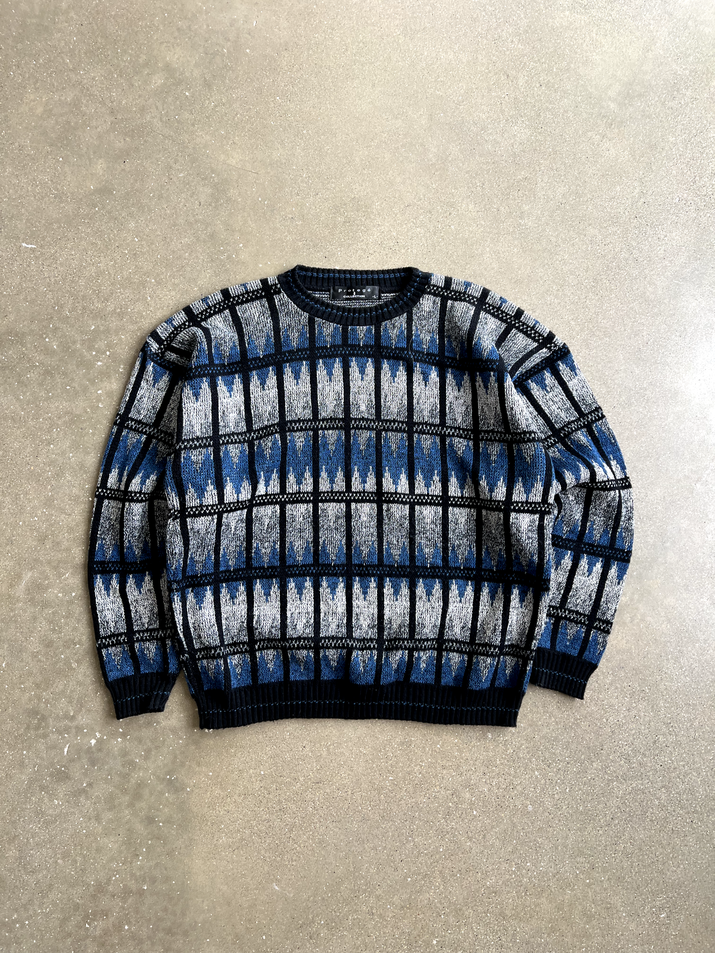 Vintage Blue Striped Sweater - L