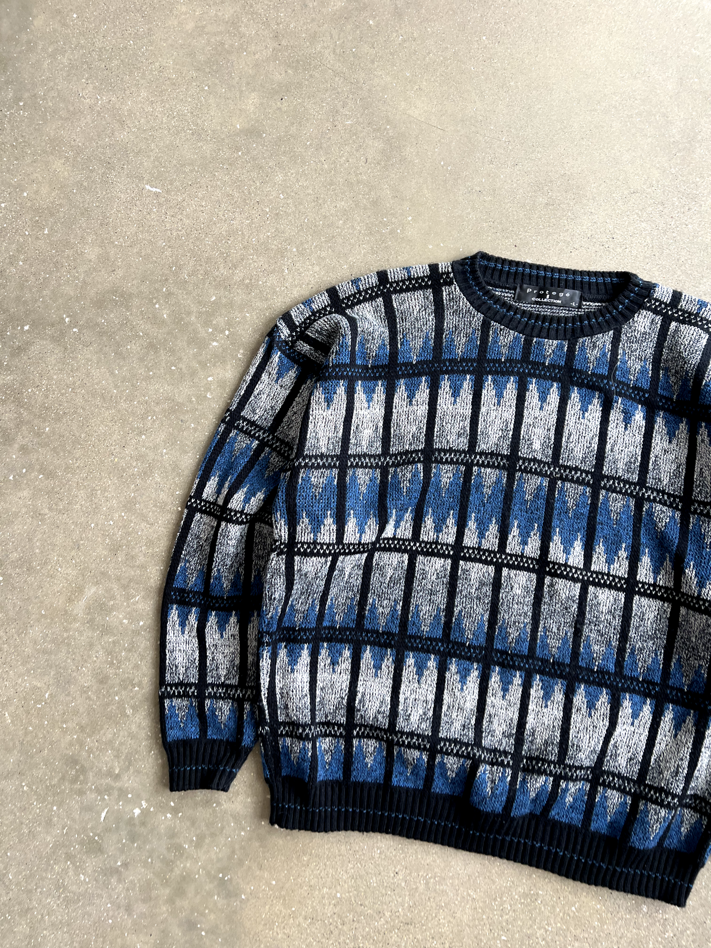 Vintage Blue Striped Sweater - L