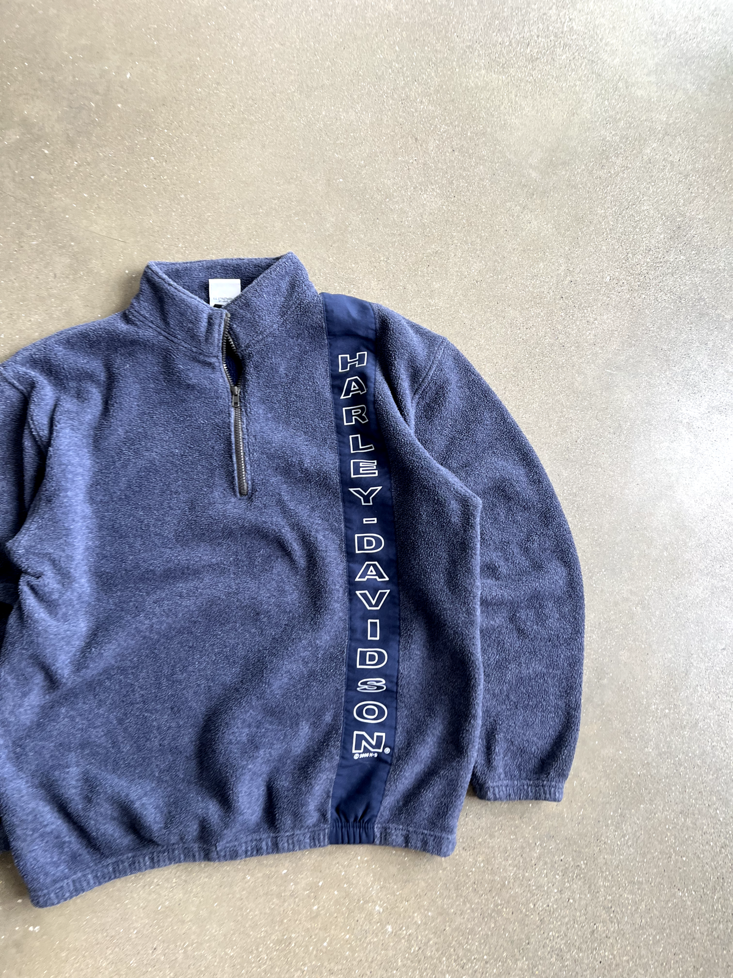 Vintage Navy Blue Harley Quarter Zip - XL
