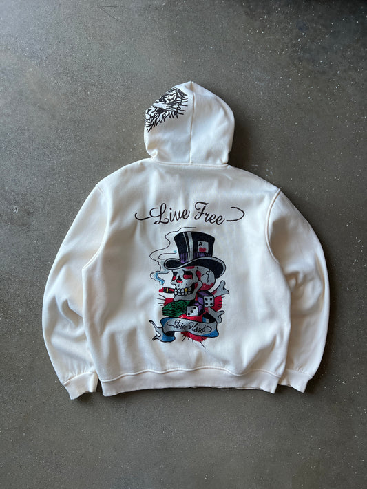 Vintage Cream Ed Hardy Zip Hoodie - XL