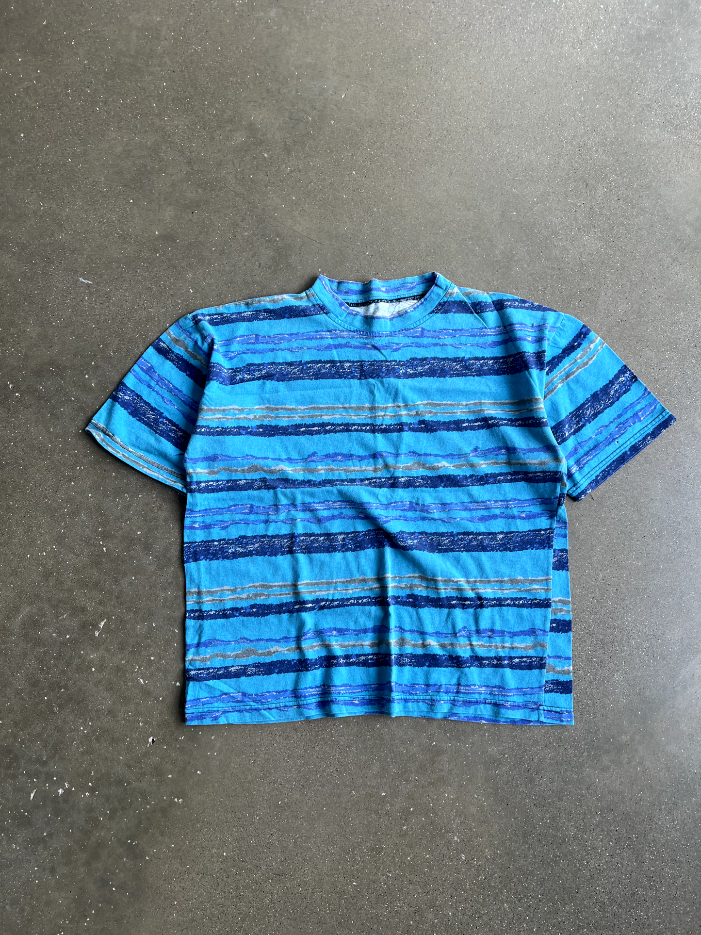 Vintage Blue Striped Tee - L