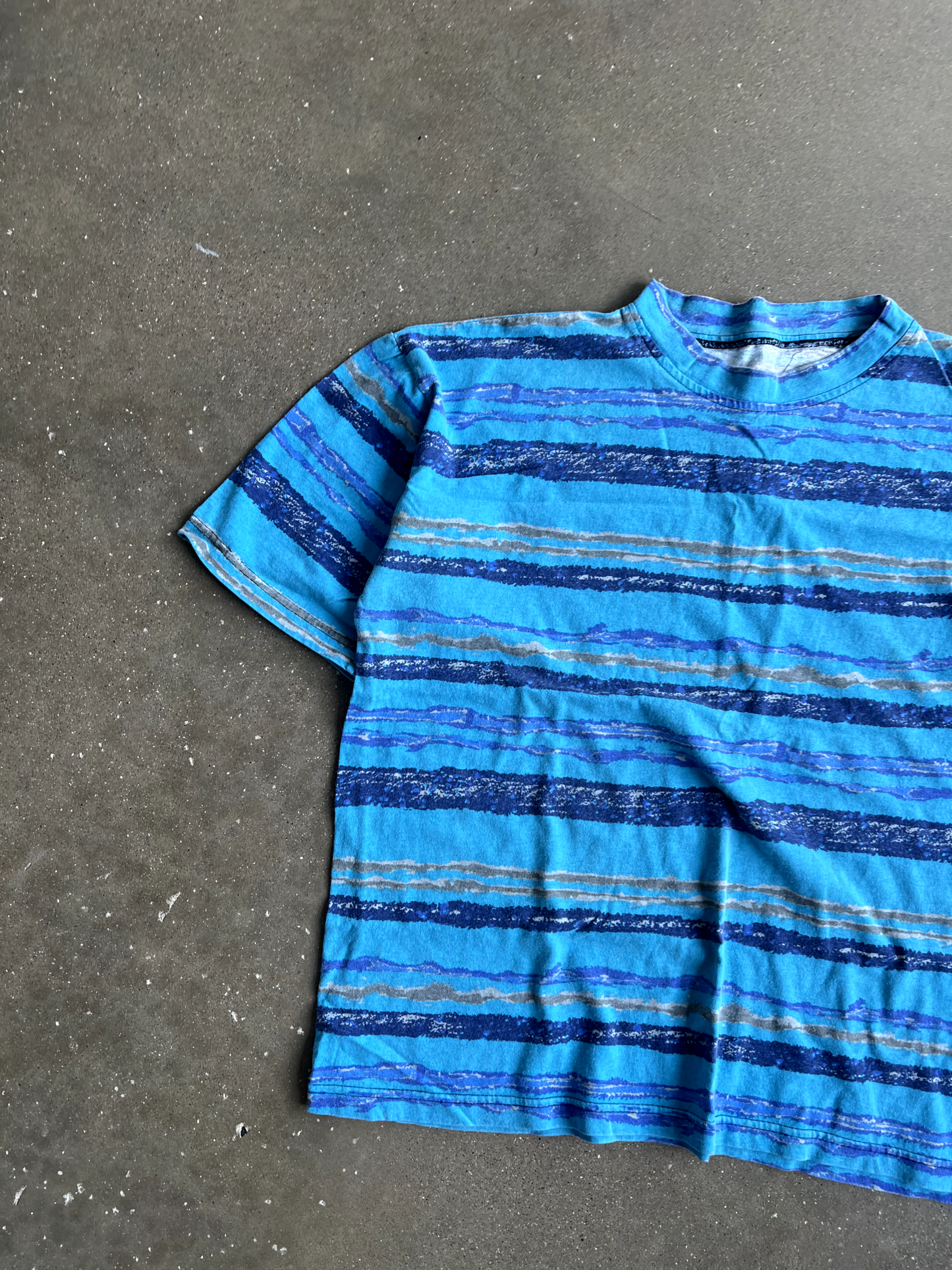 Vintage Blue Striped Tee - L