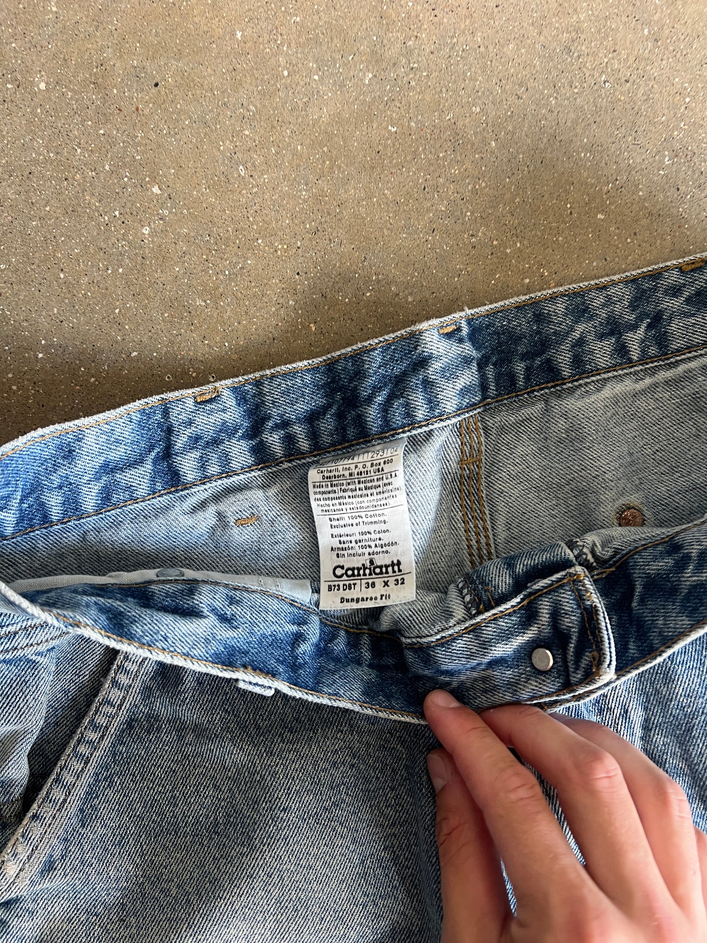 Vintage Faded Blue Carhartt Double Knee Pants - 36x32