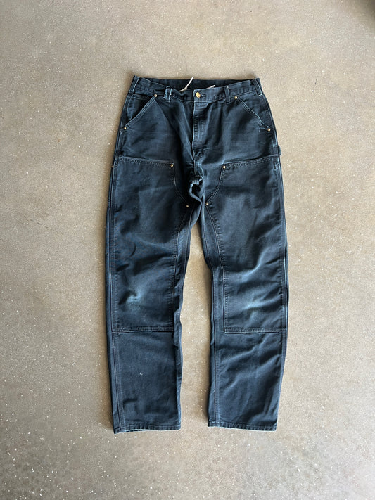 Vintage Faded Black Carhartt Double Knee Pants - 36x34