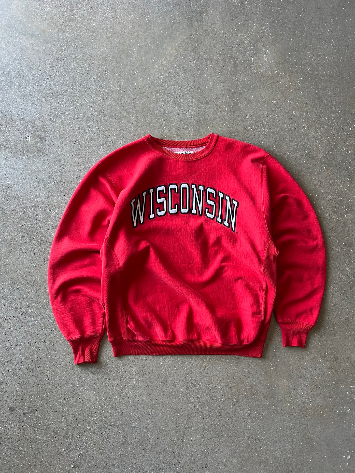 Vintage Red Wisconsin Spell Out Crew Neck Sweater - L