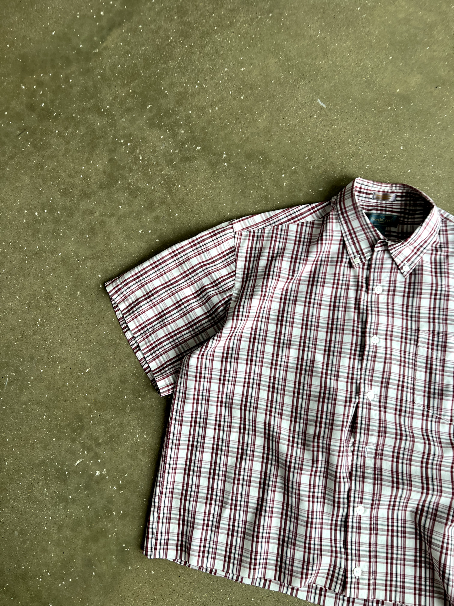 Vintage White And Red Striped Button Up - L