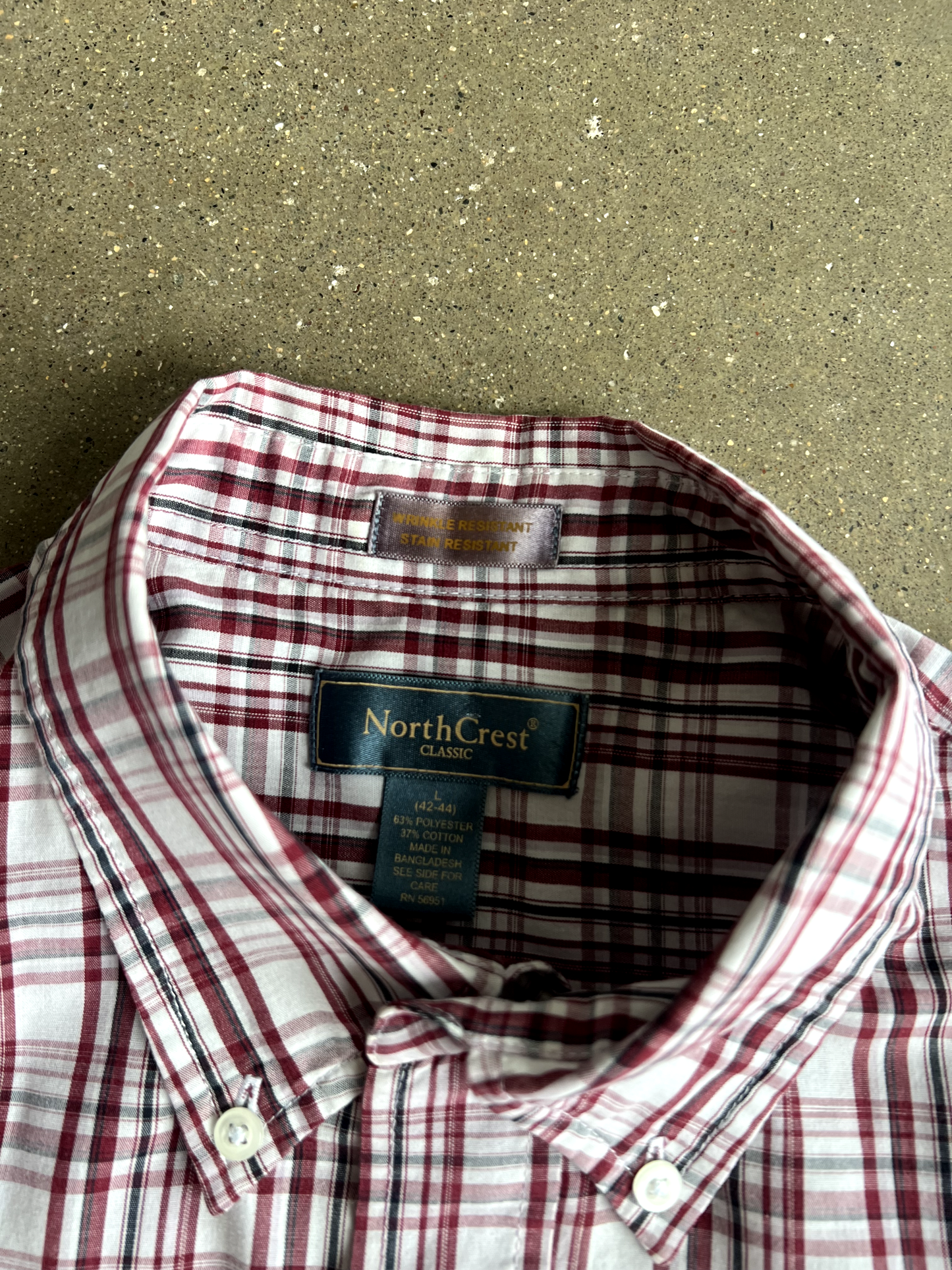 Vintage White And Red Striped Button Up - L
