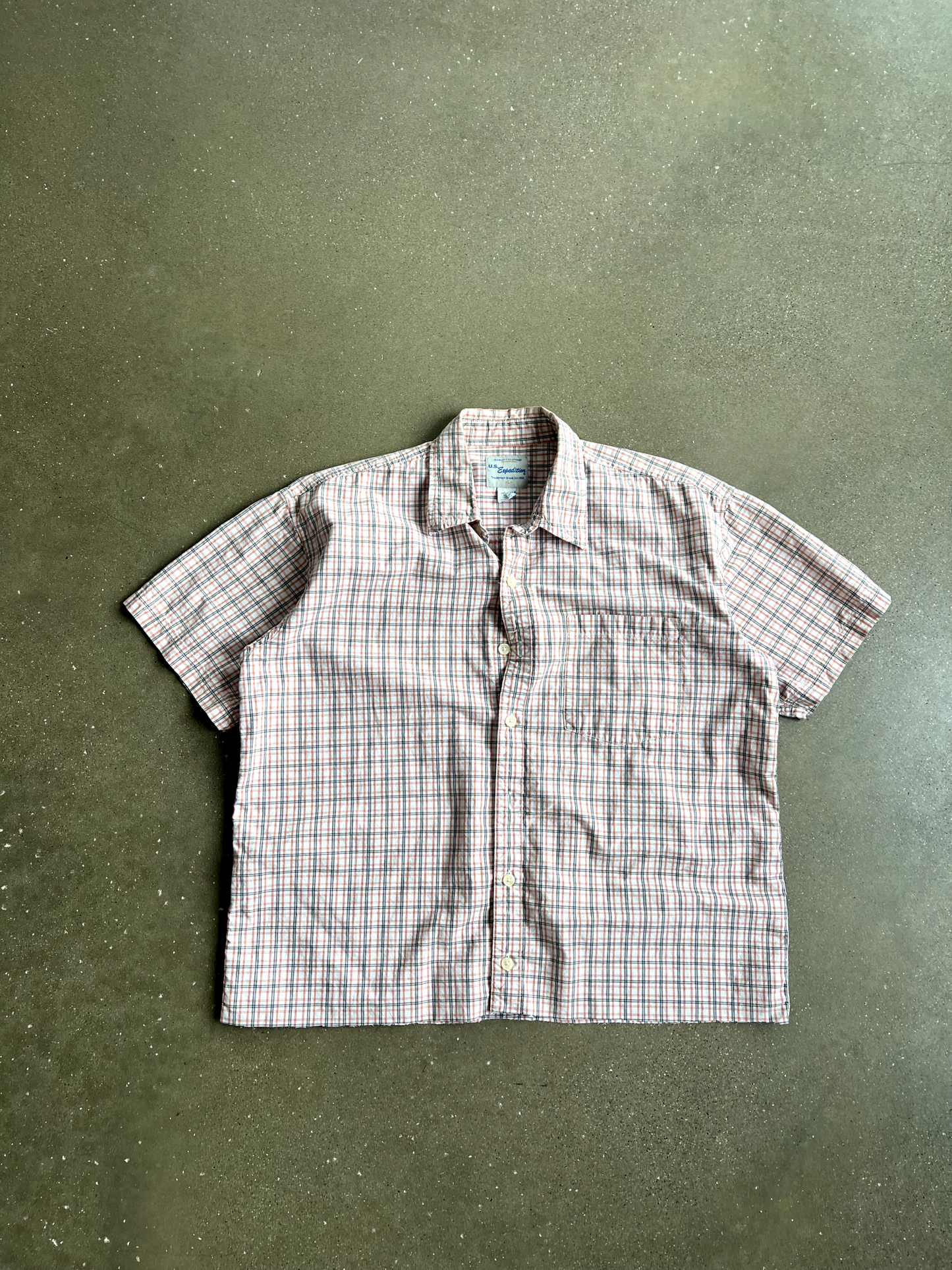 Vintage White And Orange Striped Button Up - L
