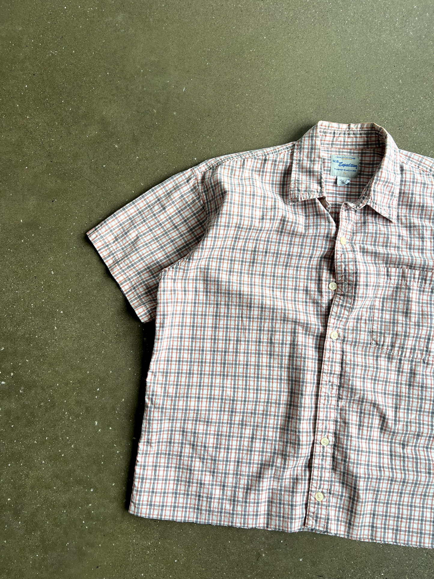 Vintage White And Orange Striped Button Up - L